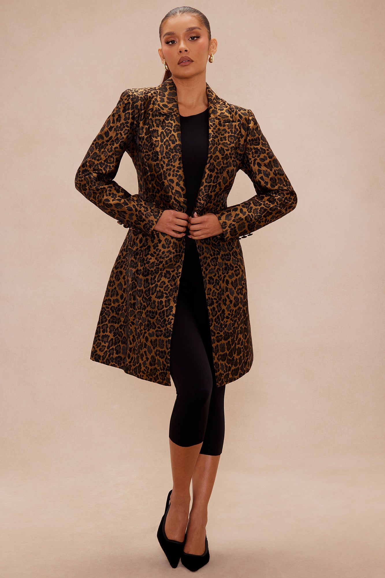 Olivia Jacquard Coat - Leopard