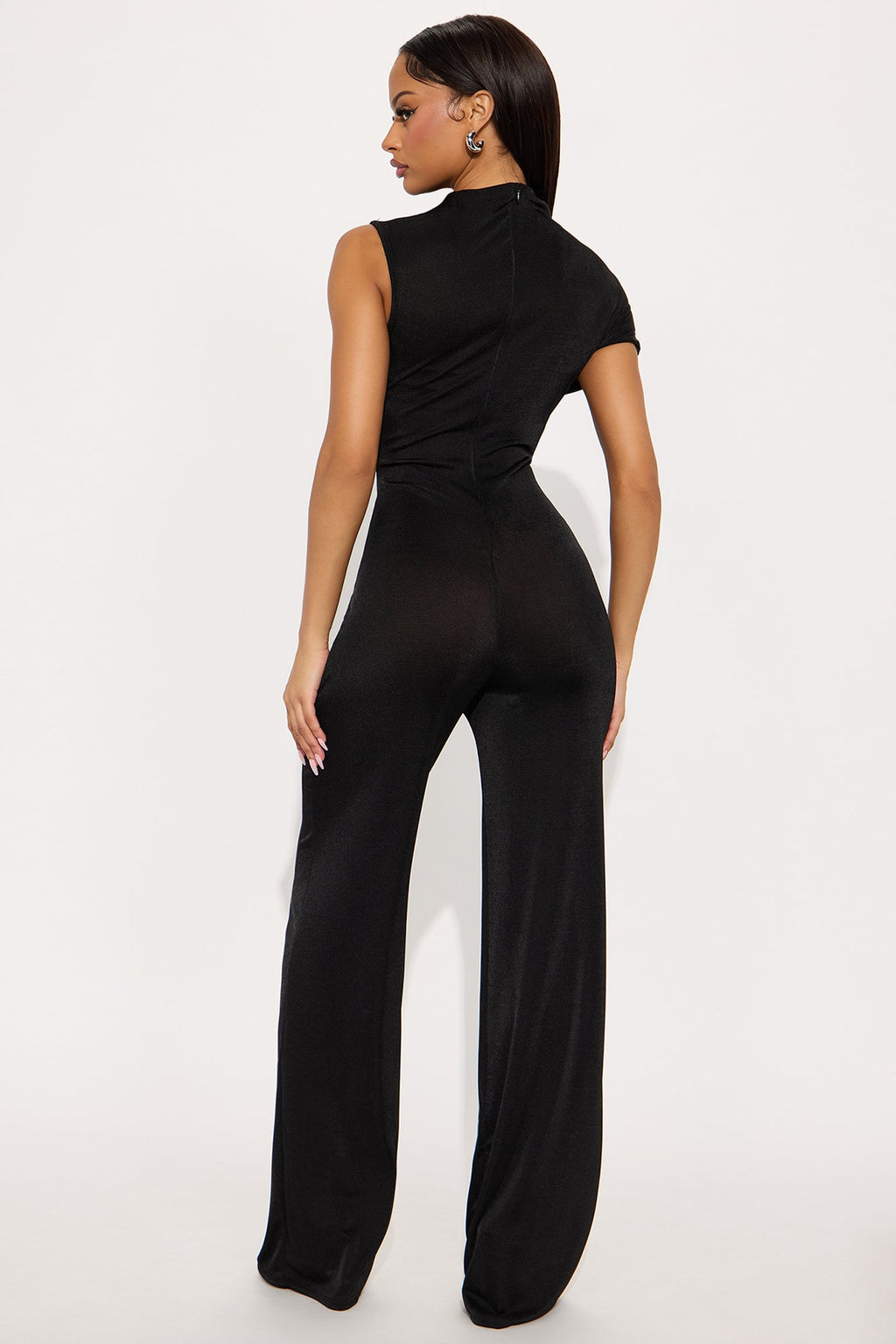 High Risk Ruched Wide Leg Jumpsuit - Black