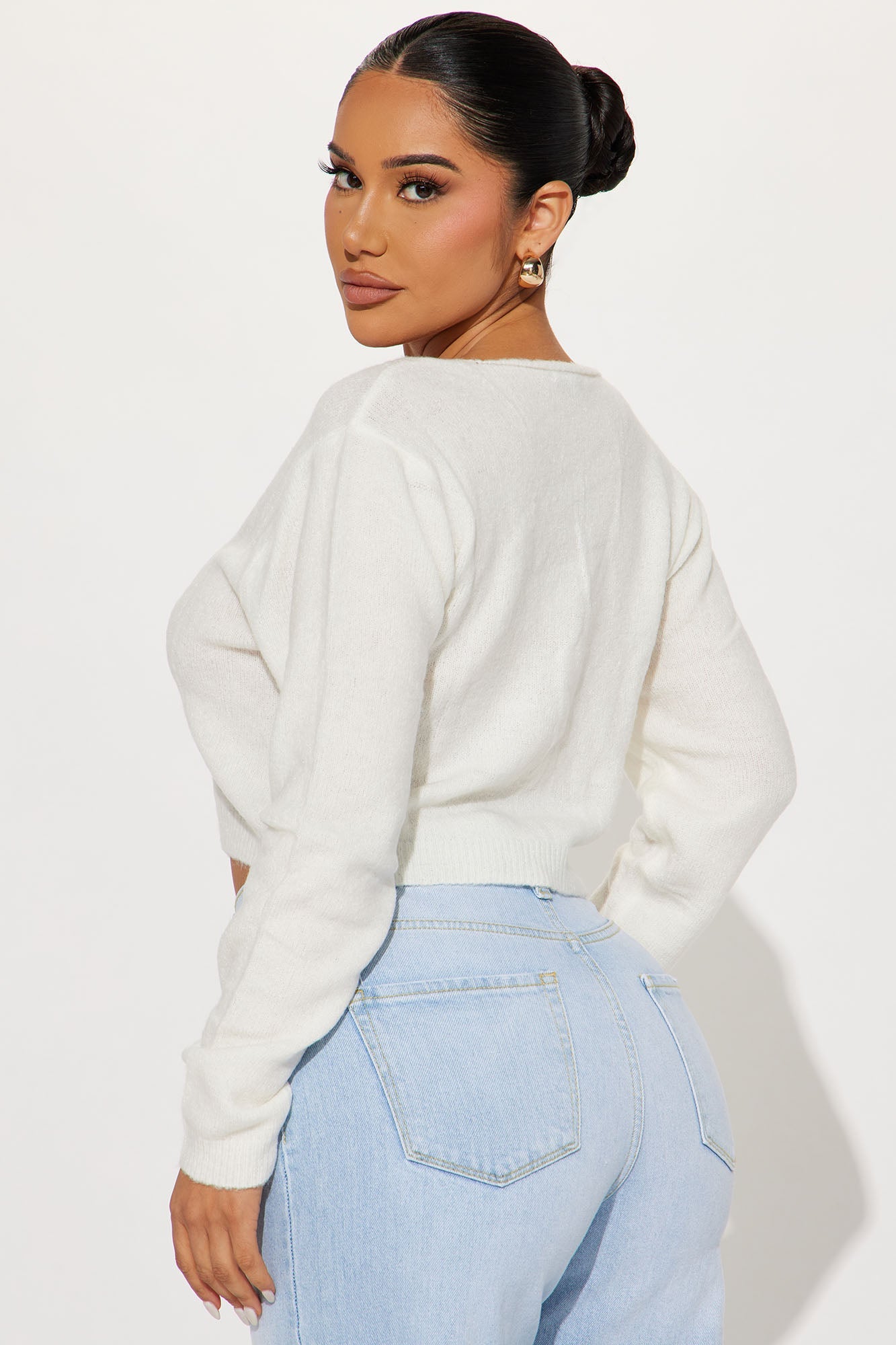 Albyn Cropped Cardigan Sweater - Off White