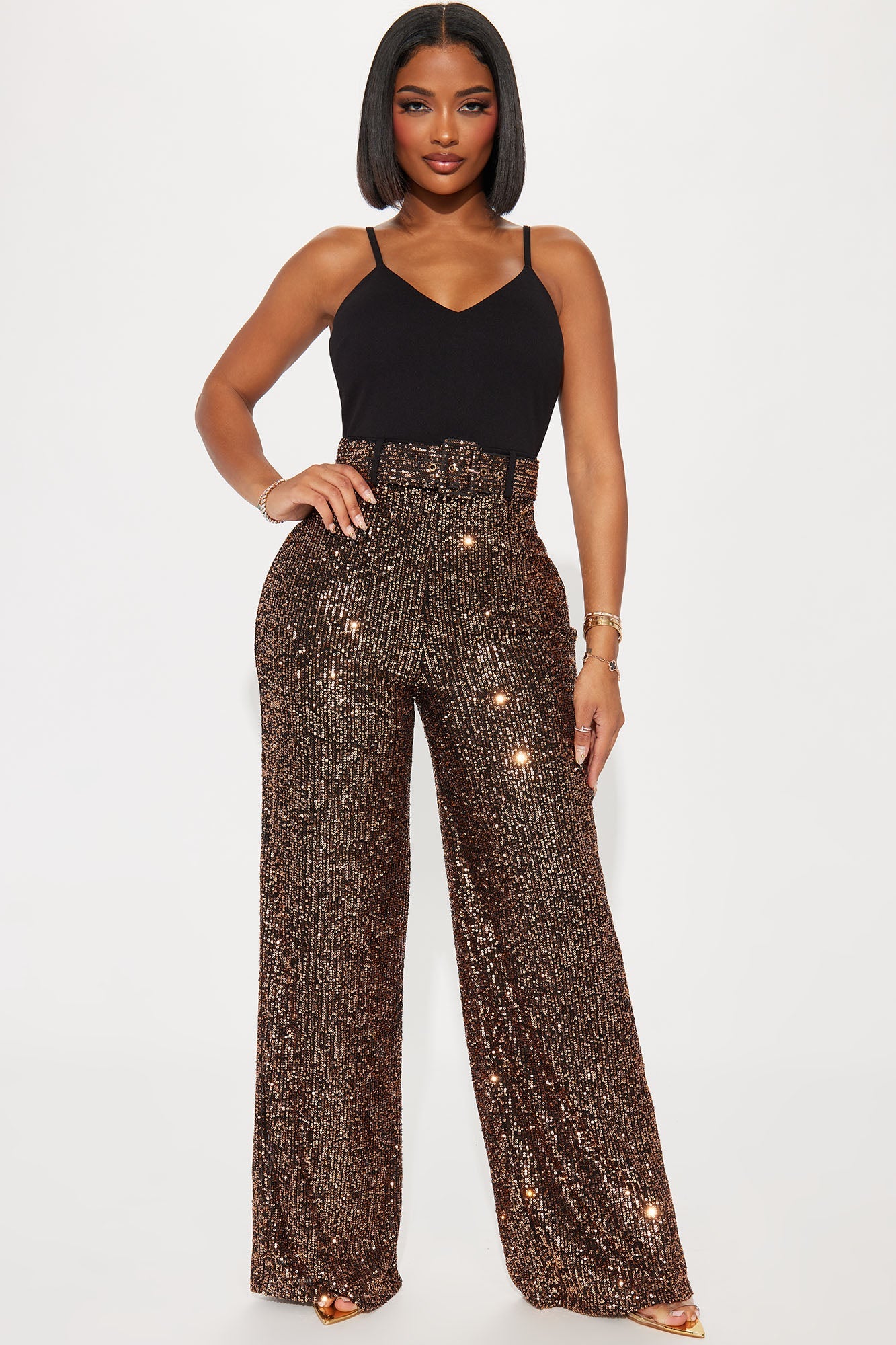 Shiniest Star Sequin Jumpsuit - Bronze