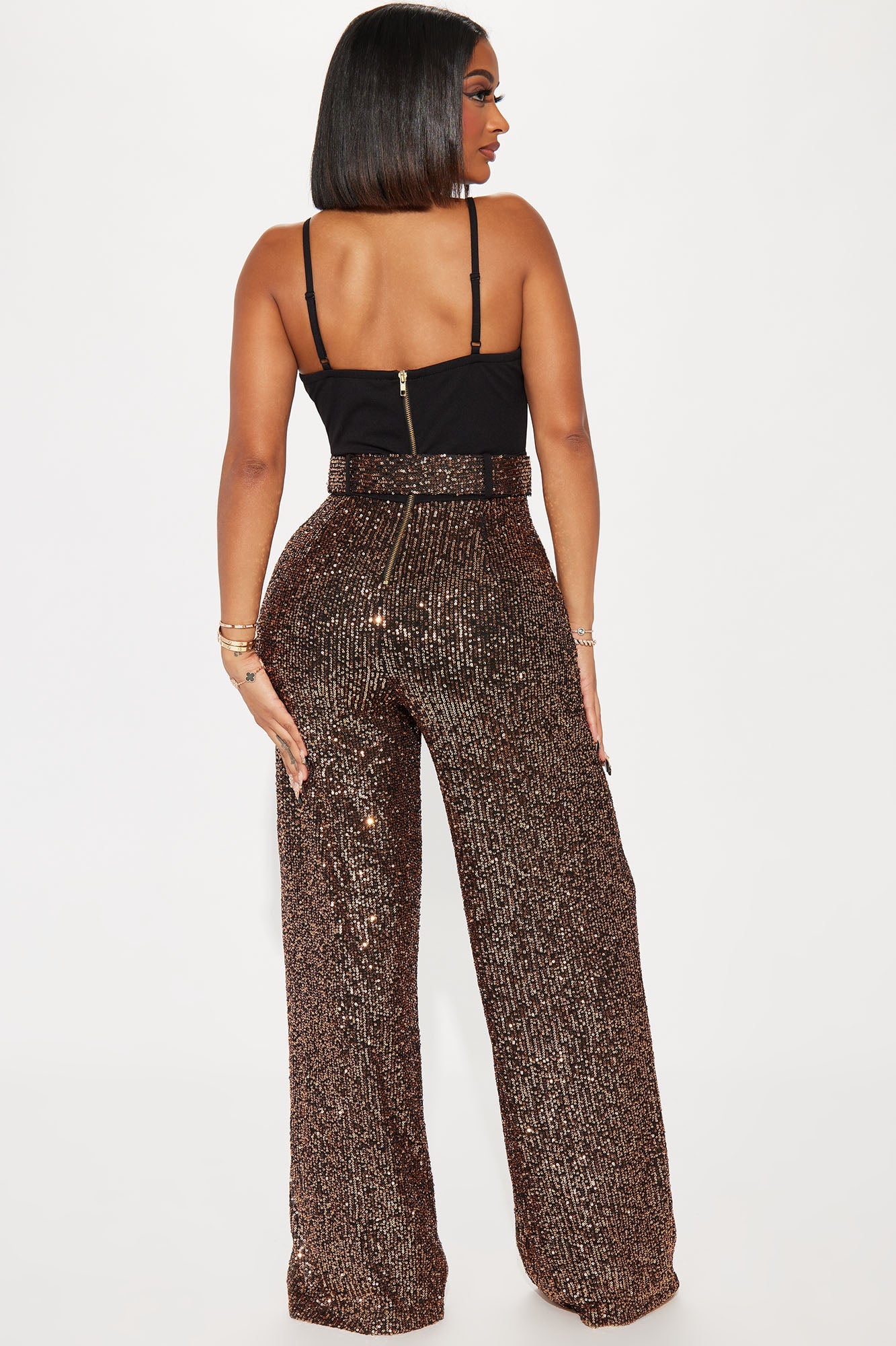 Shiniest Star Sequin Jumpsuit - Bronze