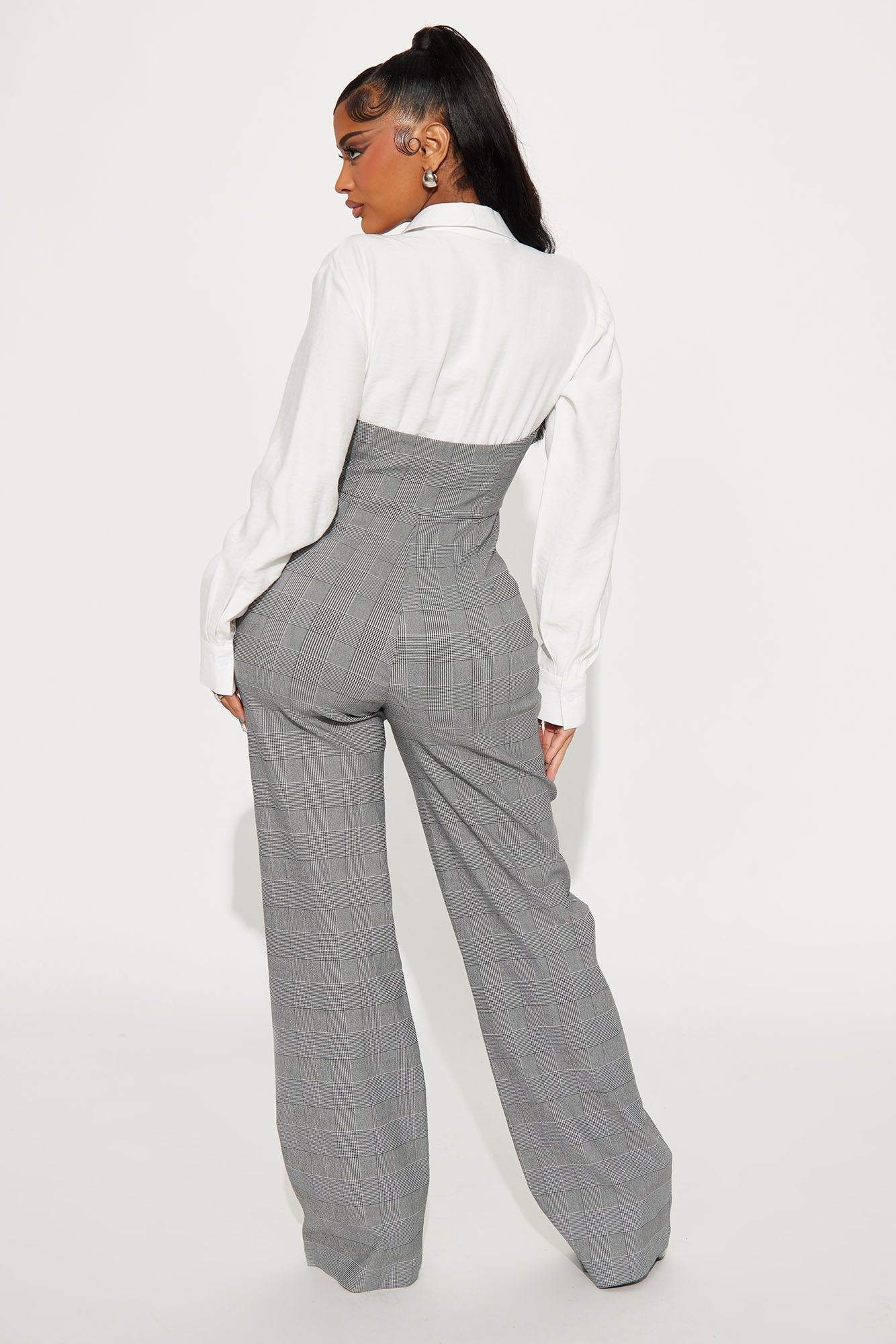 Tactical Plaid Jumpsuit - Grey/combo