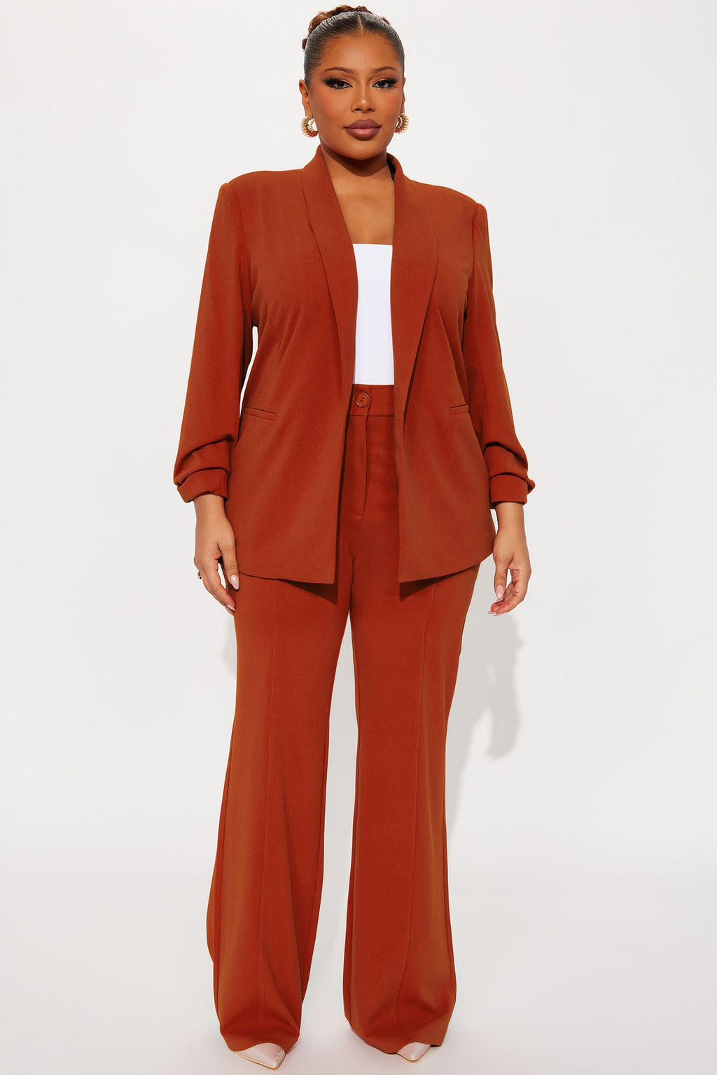 Heidi Wide Leg Trouser Pant - Rust