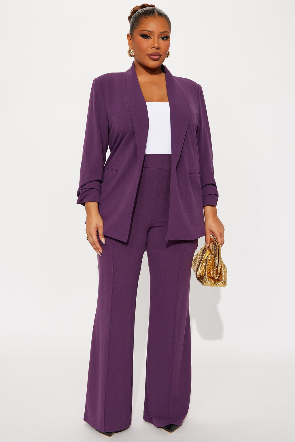Victoria High Waisted Dress Pants - Plum