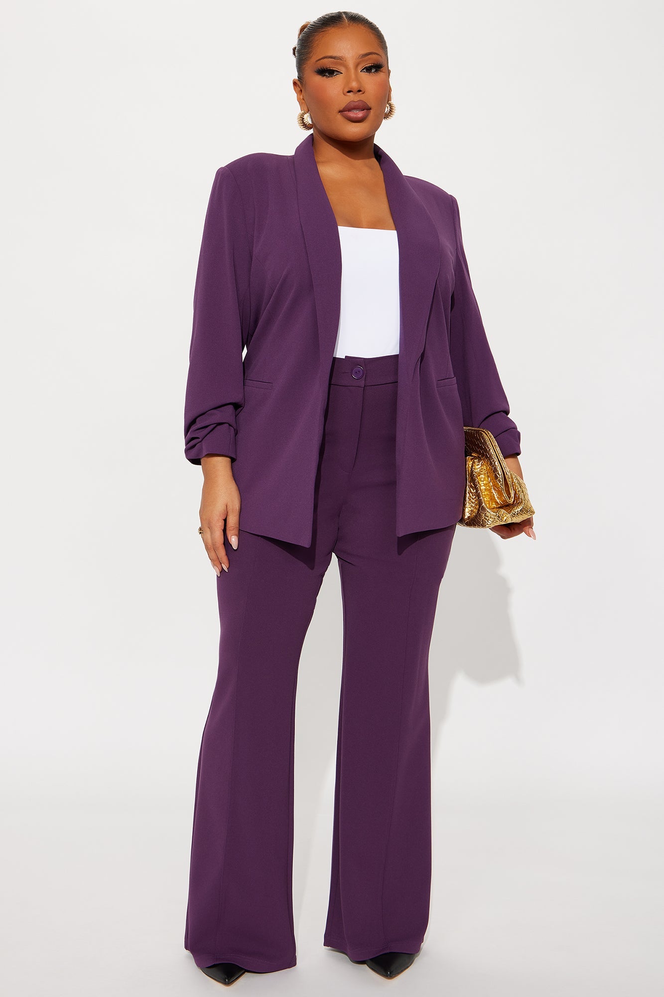 Heidi Wide Leg Trouser Pant - Plum
