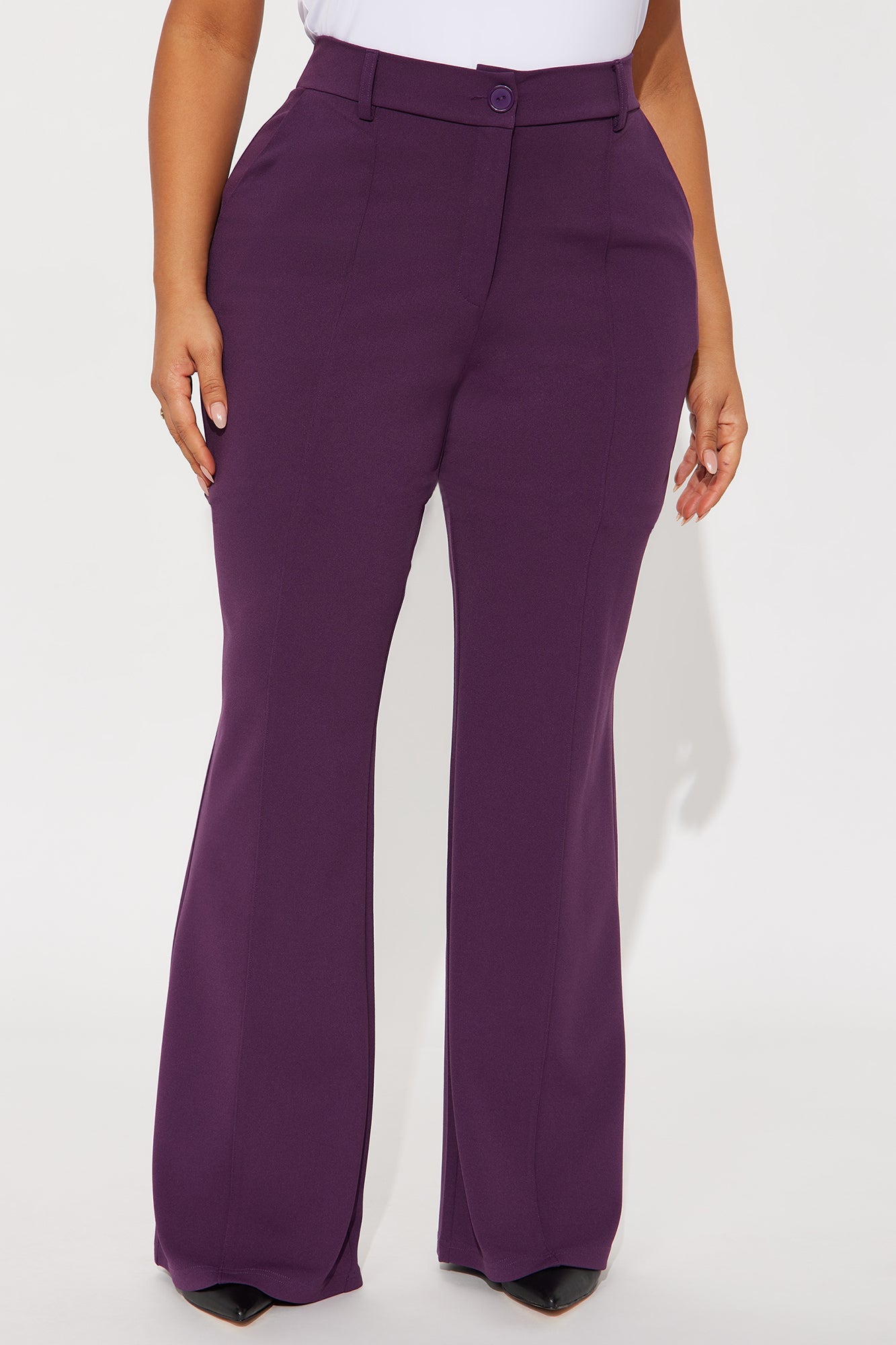 Heidi Wide Leg Trouser Pant - Plum