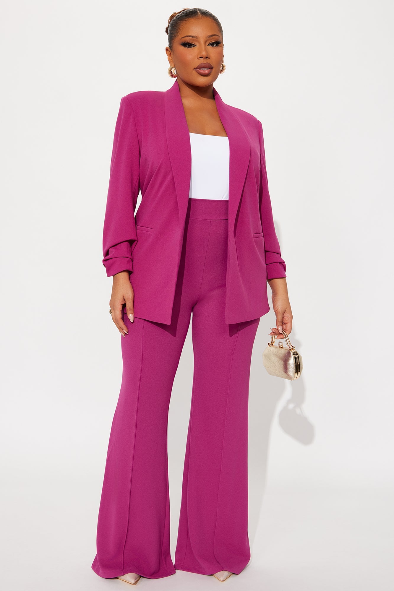 Victoria High Waisted Dress Pants - Raspberry