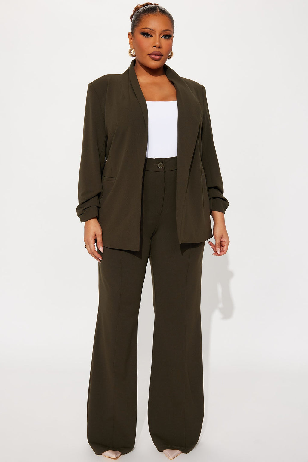 Heidi Wide Leg Trouser Pant - Olive
