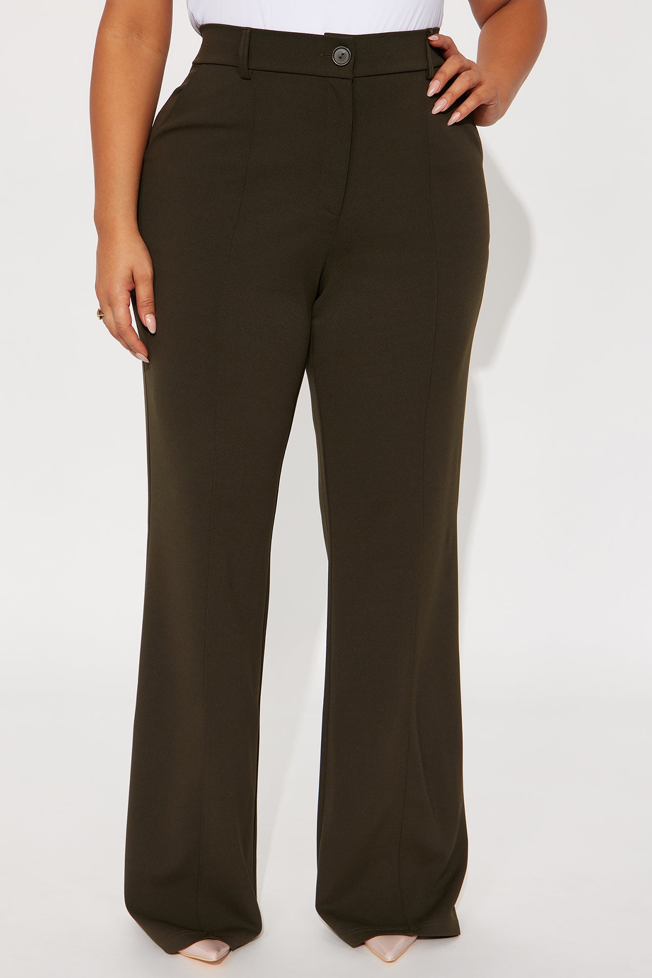 Heidi Wide Leg Trouser Pant - Olive