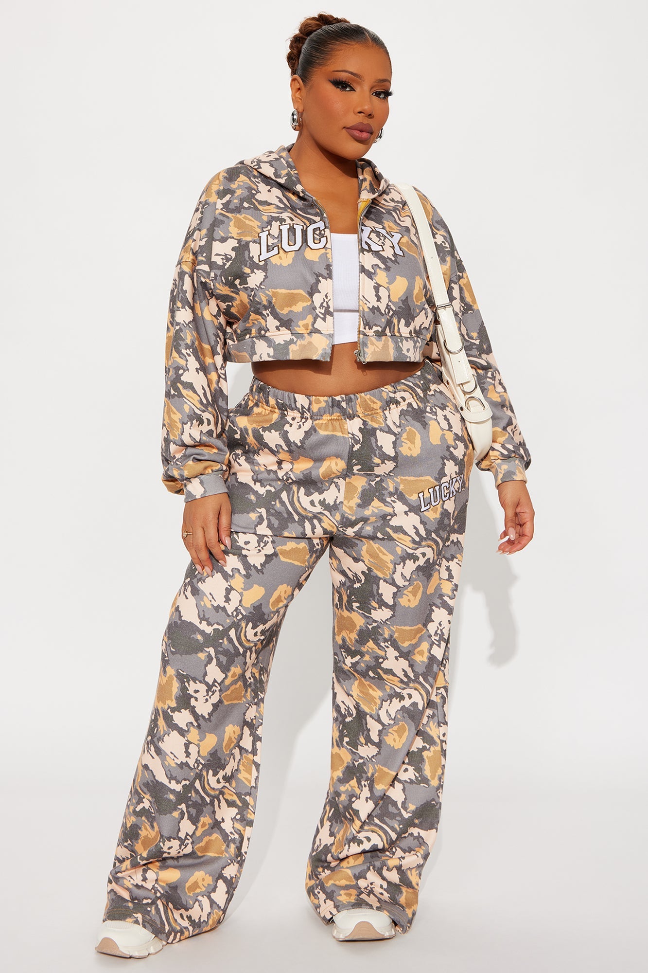 Always Lucky Camo Pant Set - Grey/combo