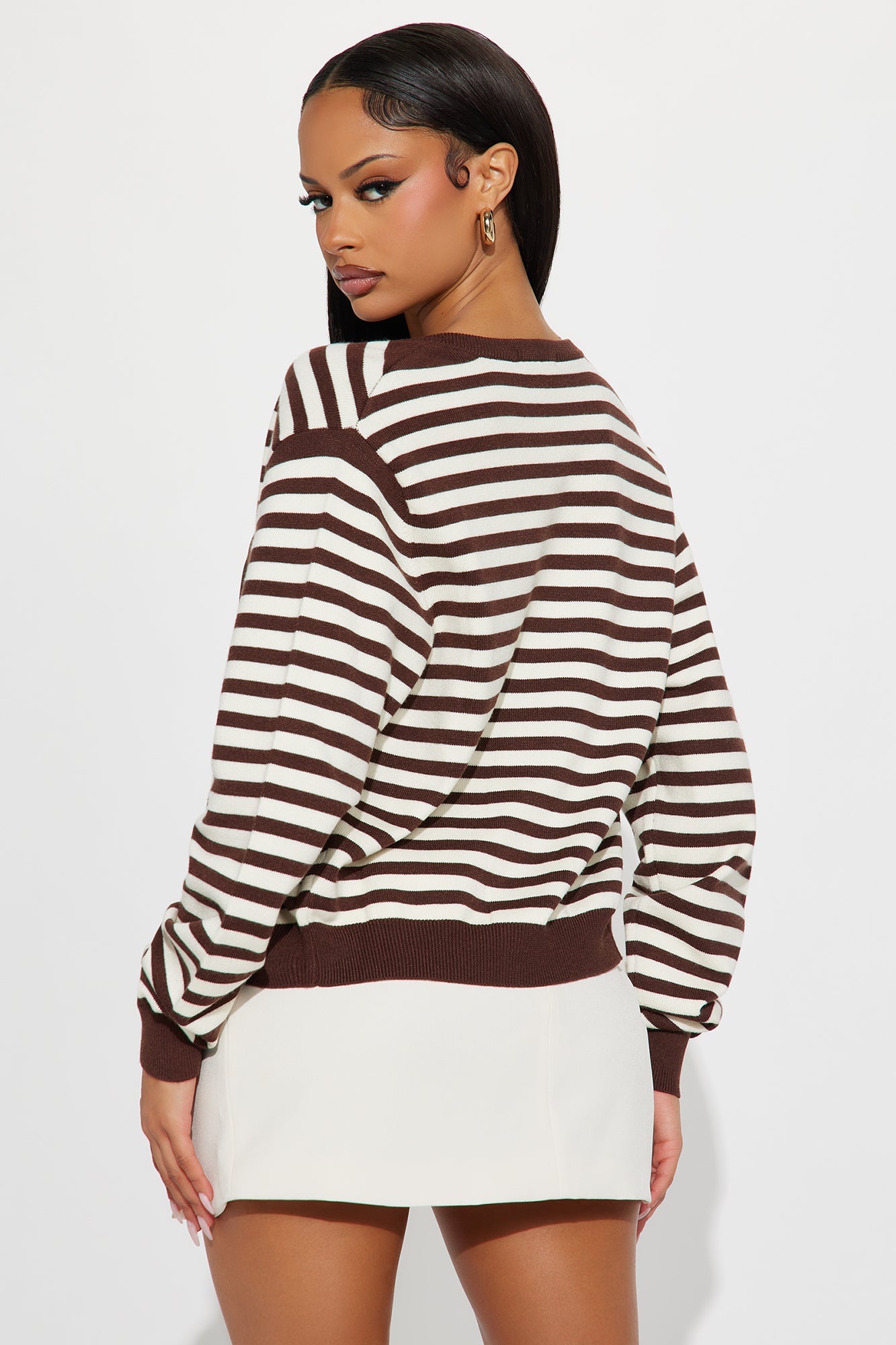 All Out Stripe Cardigan Sweater  - Chocolate/Combo