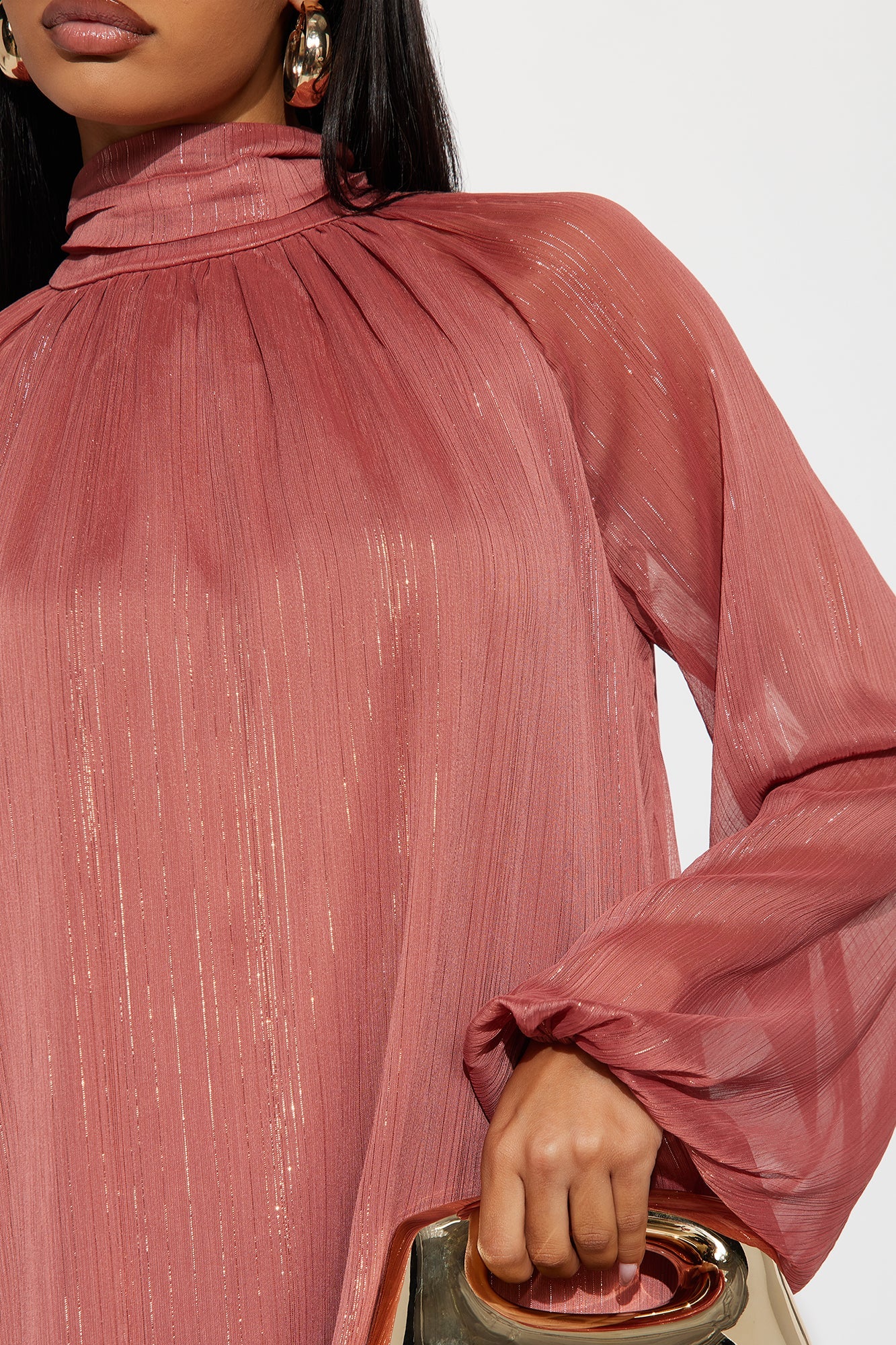 Bianca Long Sleeve Babydoll Mini Dress - Mauve