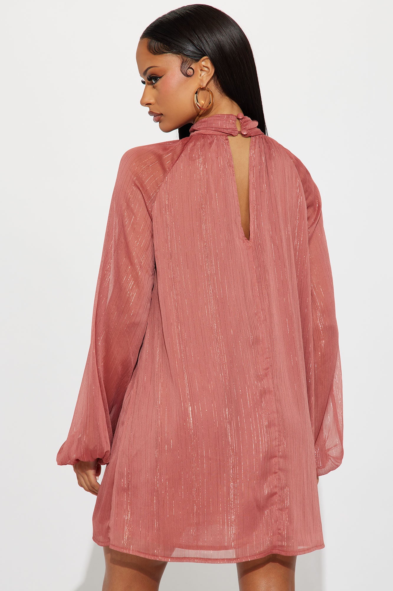 Bianca Long Sleeve Babydoll Mini Dress - Mauve