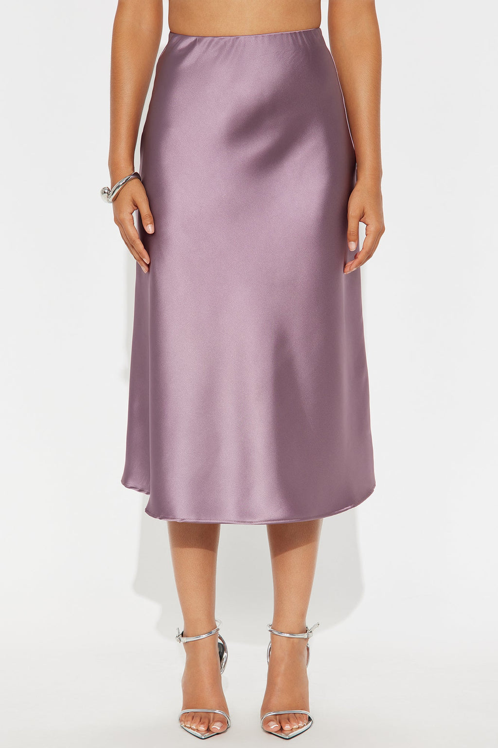 Girls Need Love Satin Midi Skirt - Lavender