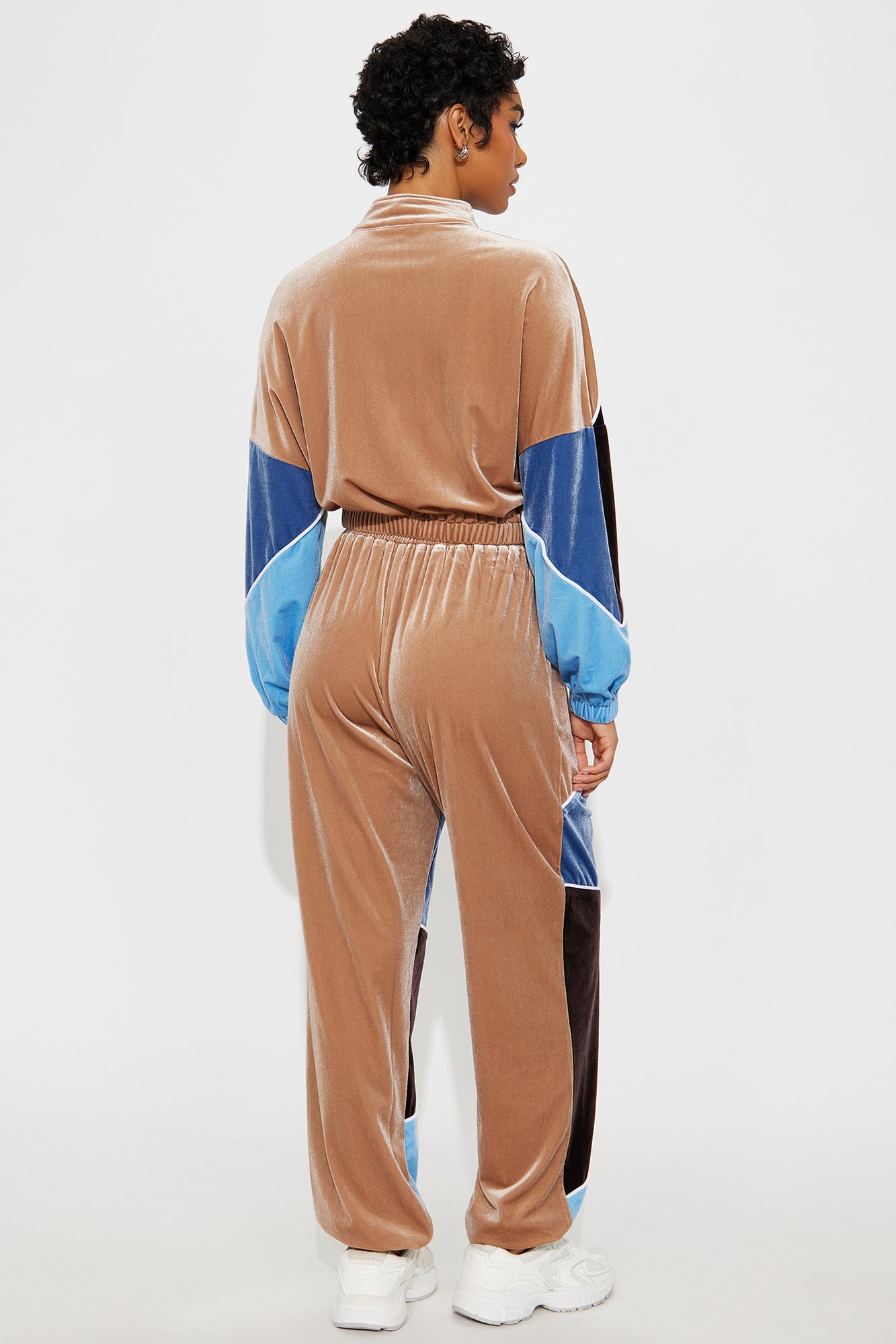 90s Vibe Velvet Jogger Pant Set - Blue/combo