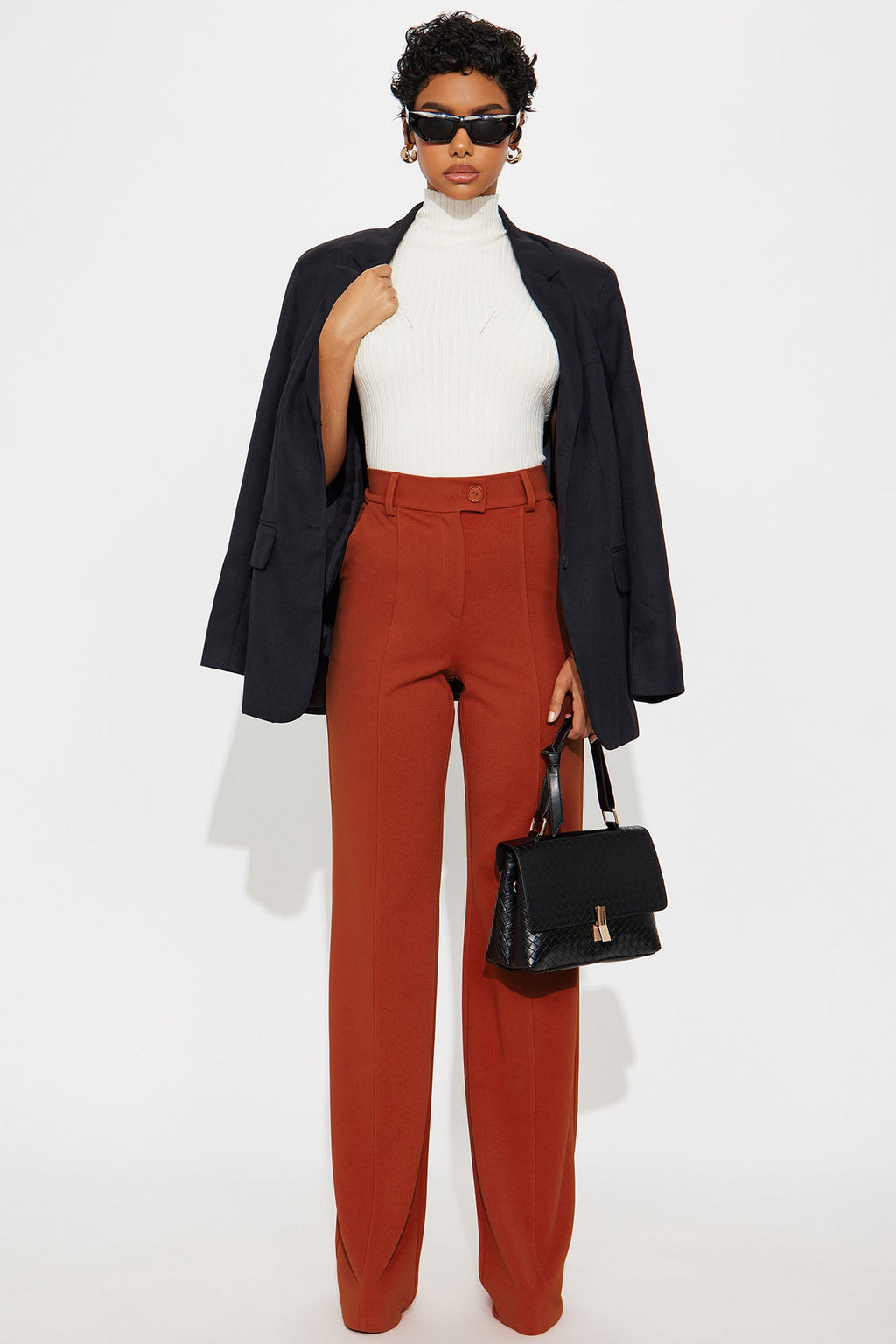 Tall Heidi Wide Leg Trouser Pant - Rust