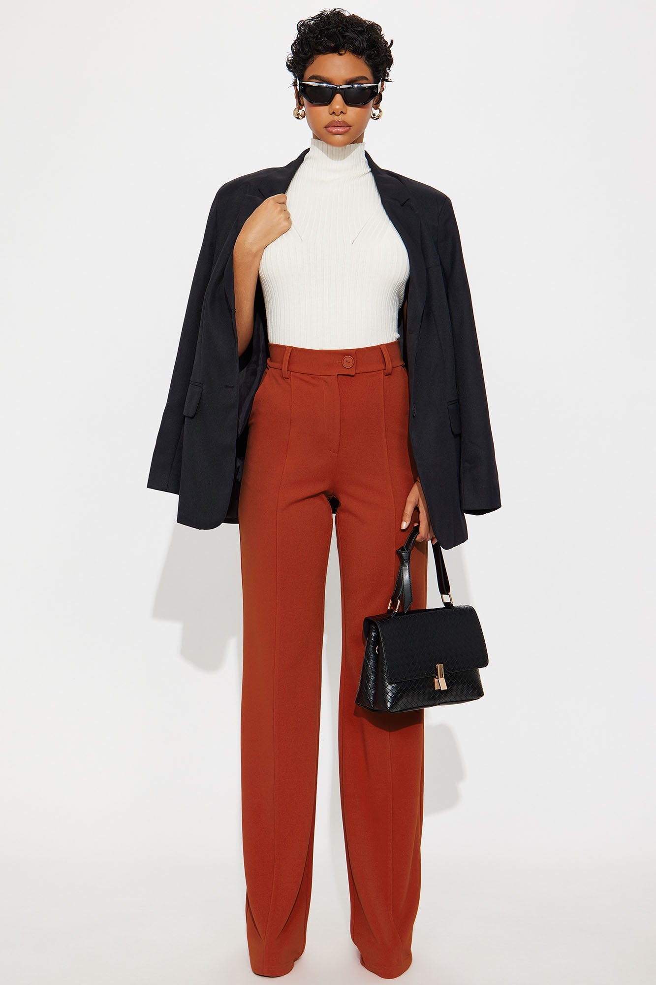 Tall Heidi Wide Leg Trouser Pant - Rust