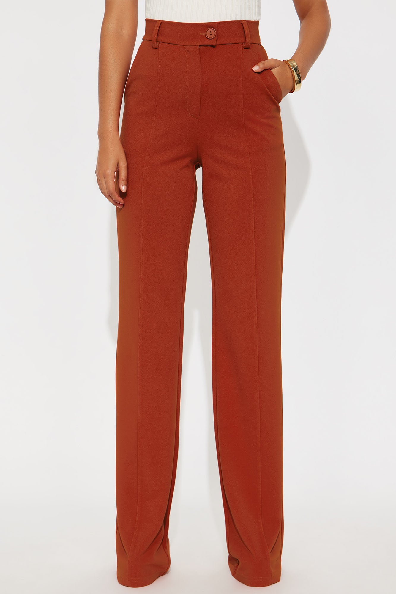 Tall Heidi Wide Leg Trouser Pant - Rust