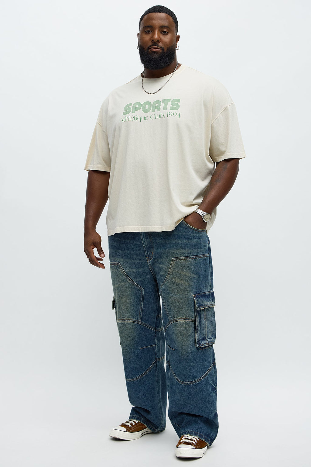 Sports Athletique Club Oversized 1994 Short Sleeve Tee - Cream