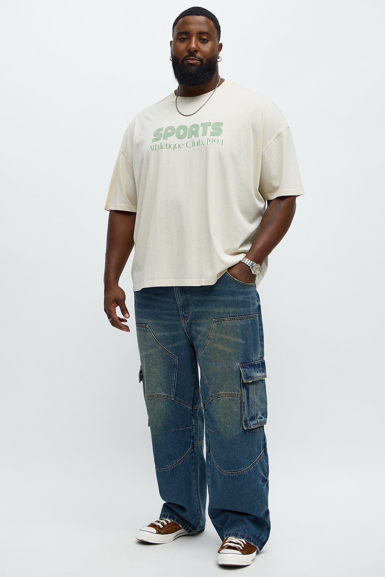 Sports Athletique Club Oversized 1994 Short Sleeve Tee - Cream