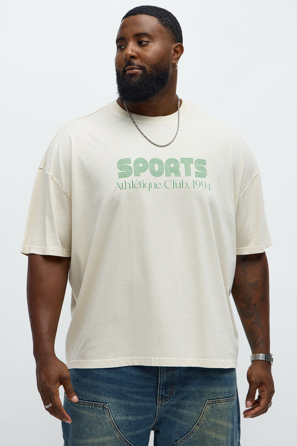 Sports Athletique Club Oversized 1994 Short Sleeve Tee - Cream