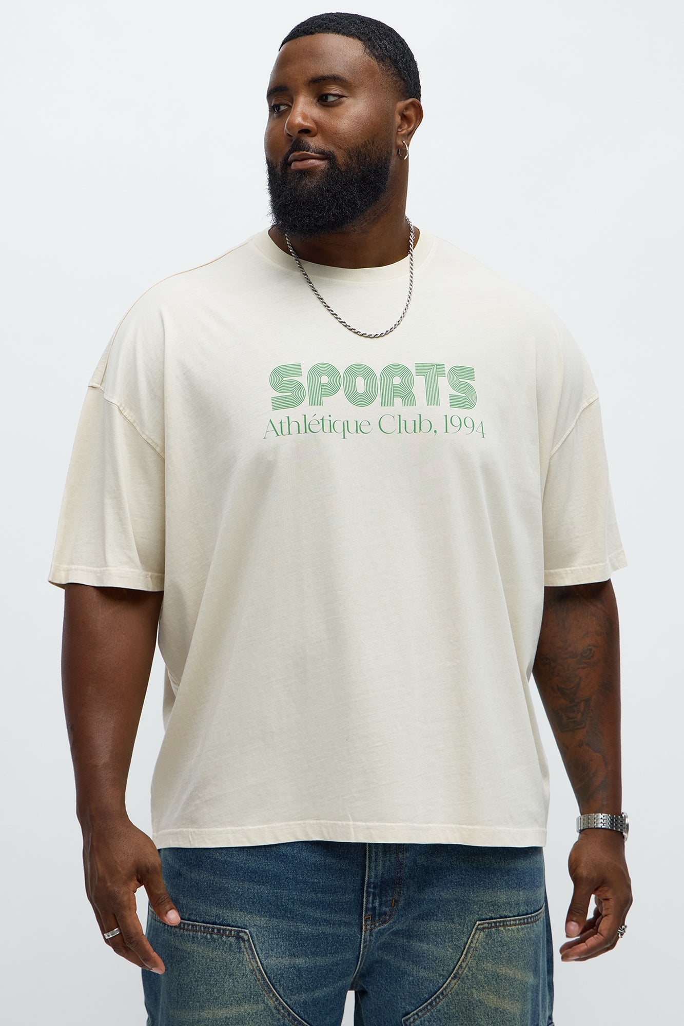 Sports Athletique Club Oversized 1994 Short Sleeve Tee - Cream