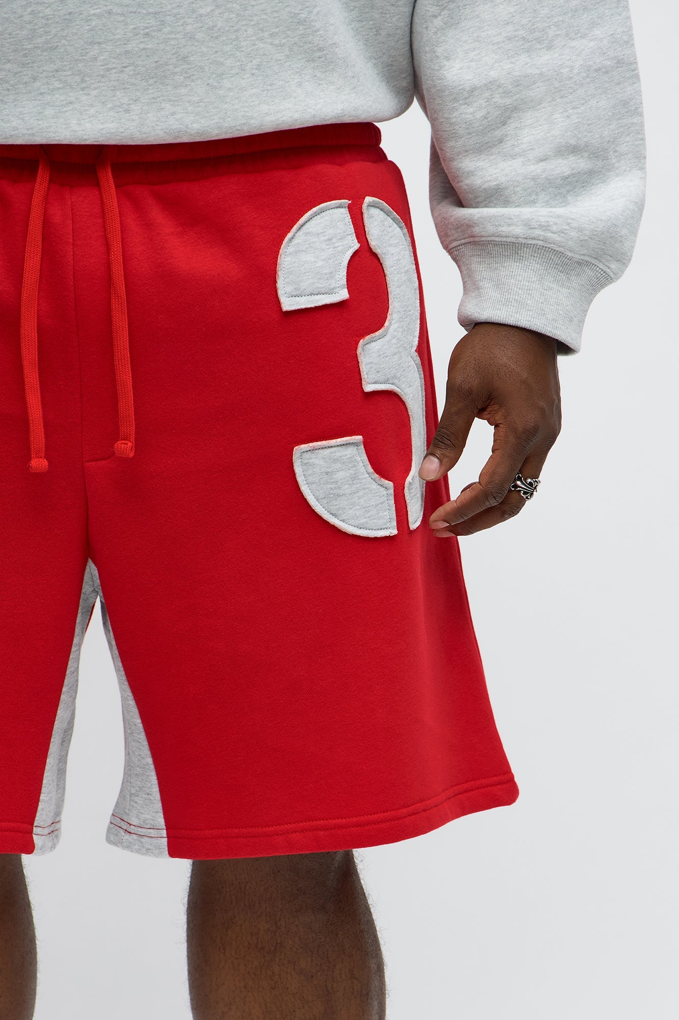 Tyson Relaxed Number 3 Shorts - Red/combo