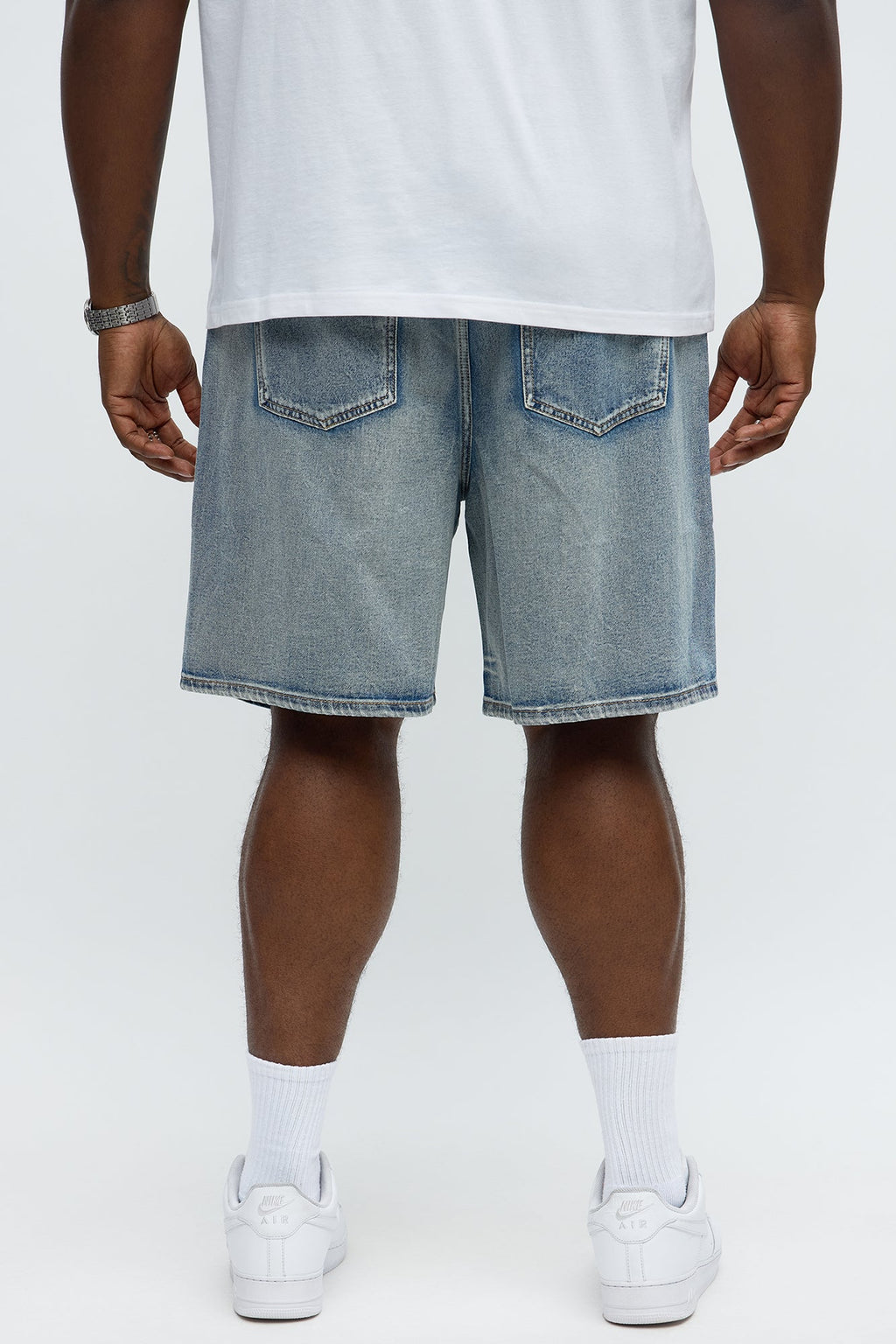 Relaxed Wish You Could Distressed Denim Shorts - Medium Blue Wash