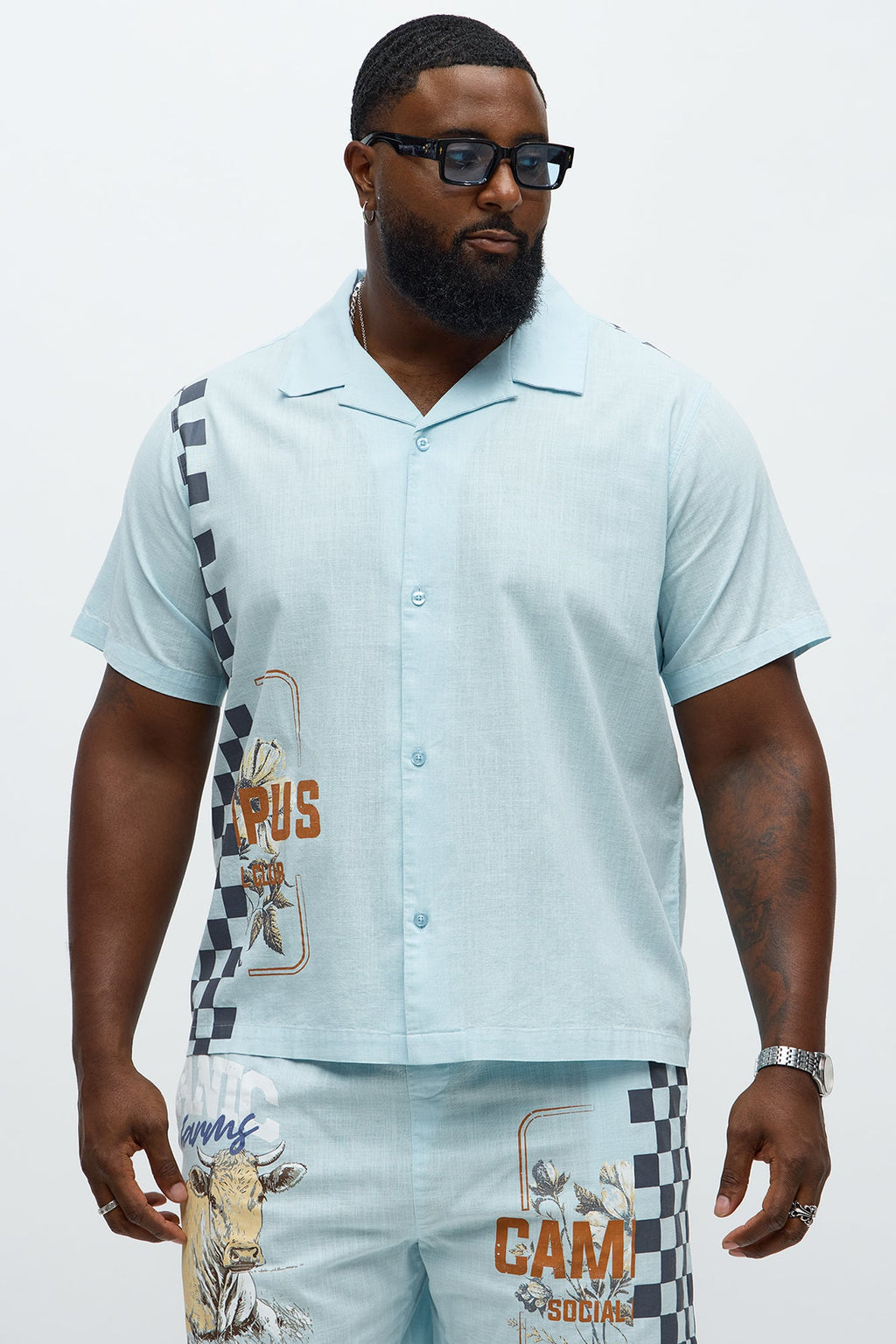 Groves Short Sleeve Button Up Shirt - Light Blue