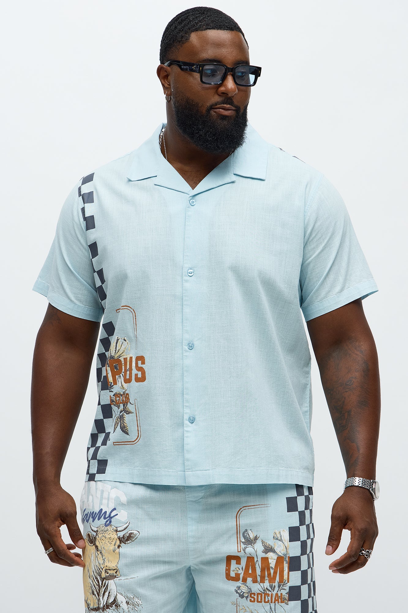 Groves Short Sleeve Button Up Shirt - Light Blue