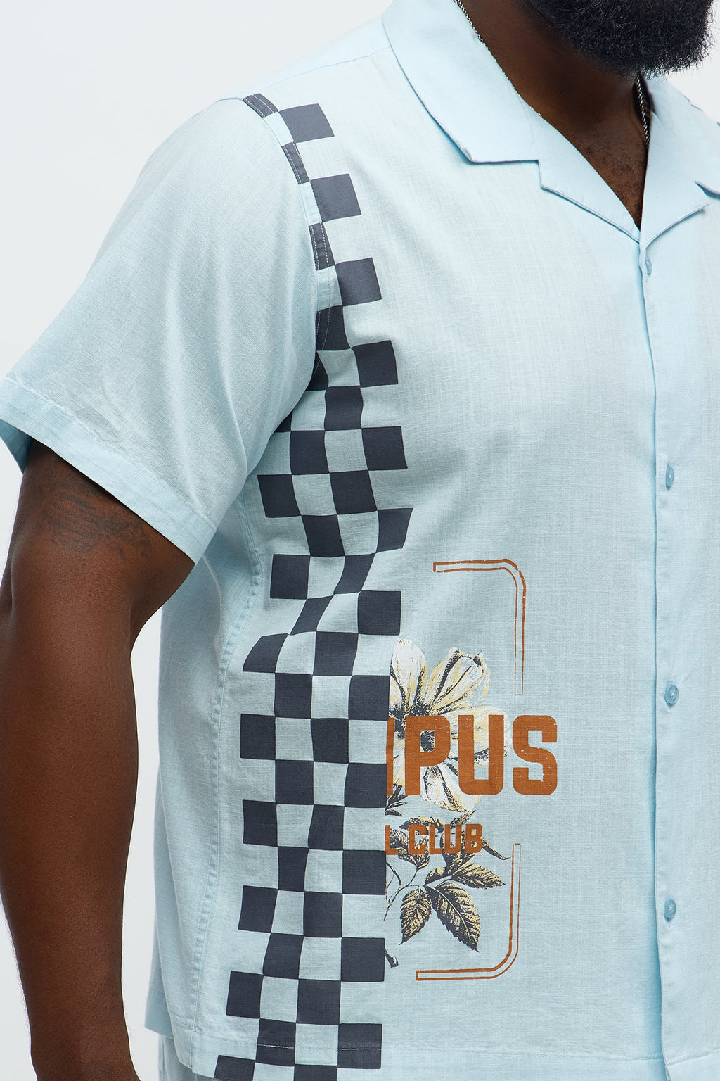 Groves Short Sleeve Button Up Shirt - Light Blue