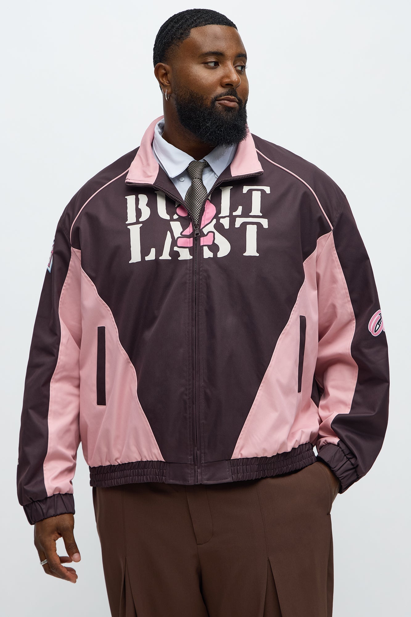 Block Hustle Piped Windbreaker - Brown/combo