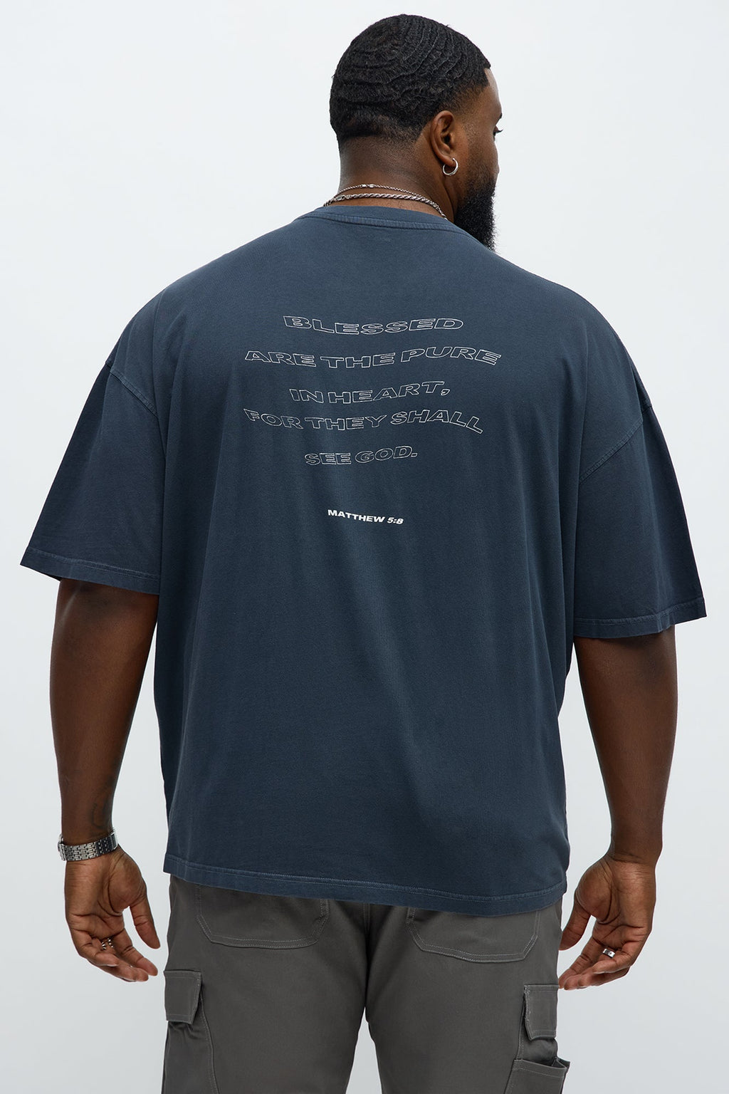 Blessed Butterfly Oversized Short Sleeve Tee - Navy