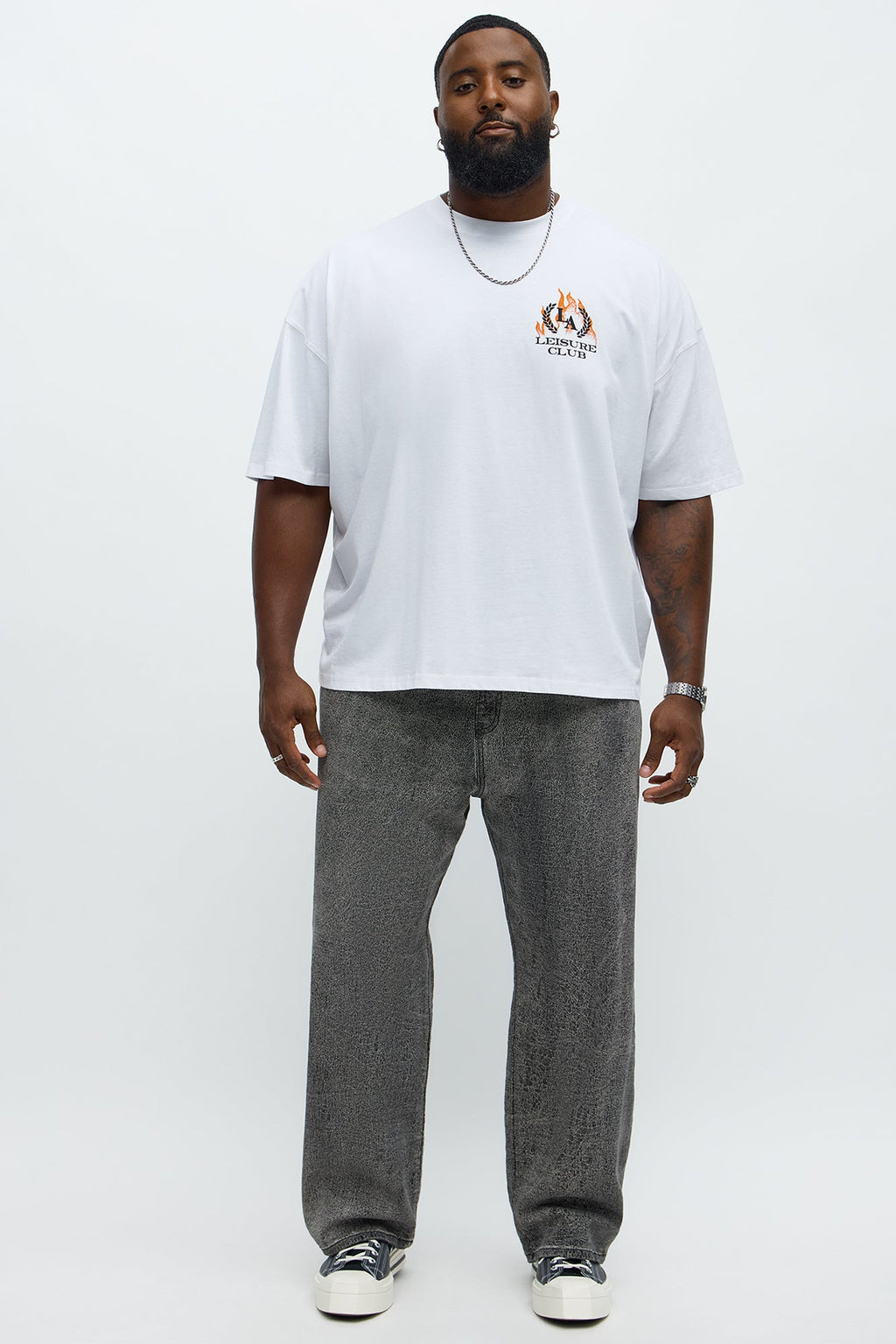 LA Leisure Club Oversized Short Sleeve Tee - White