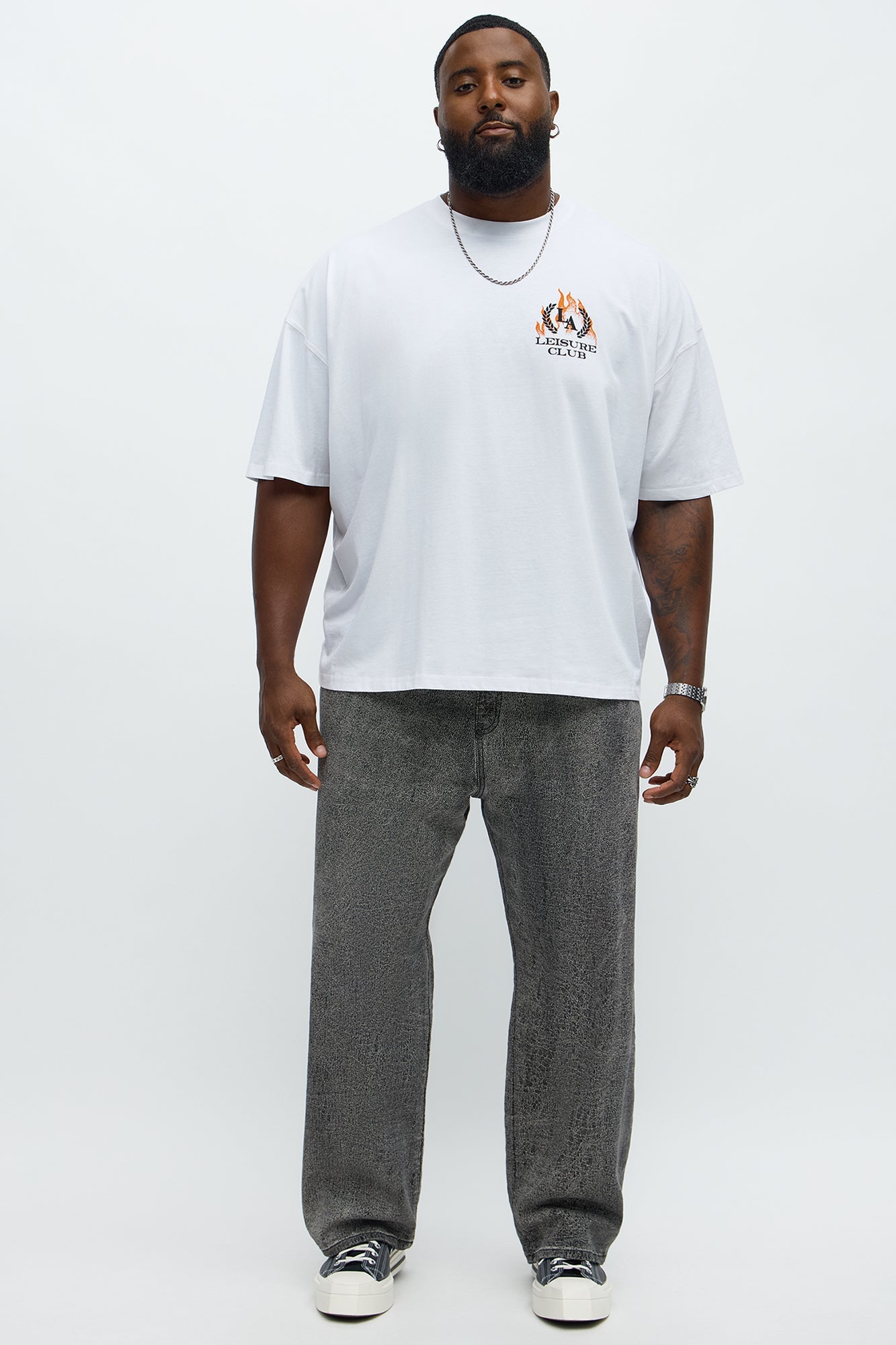 LA Leisure Club Oversized Short Sleeve Tee - White