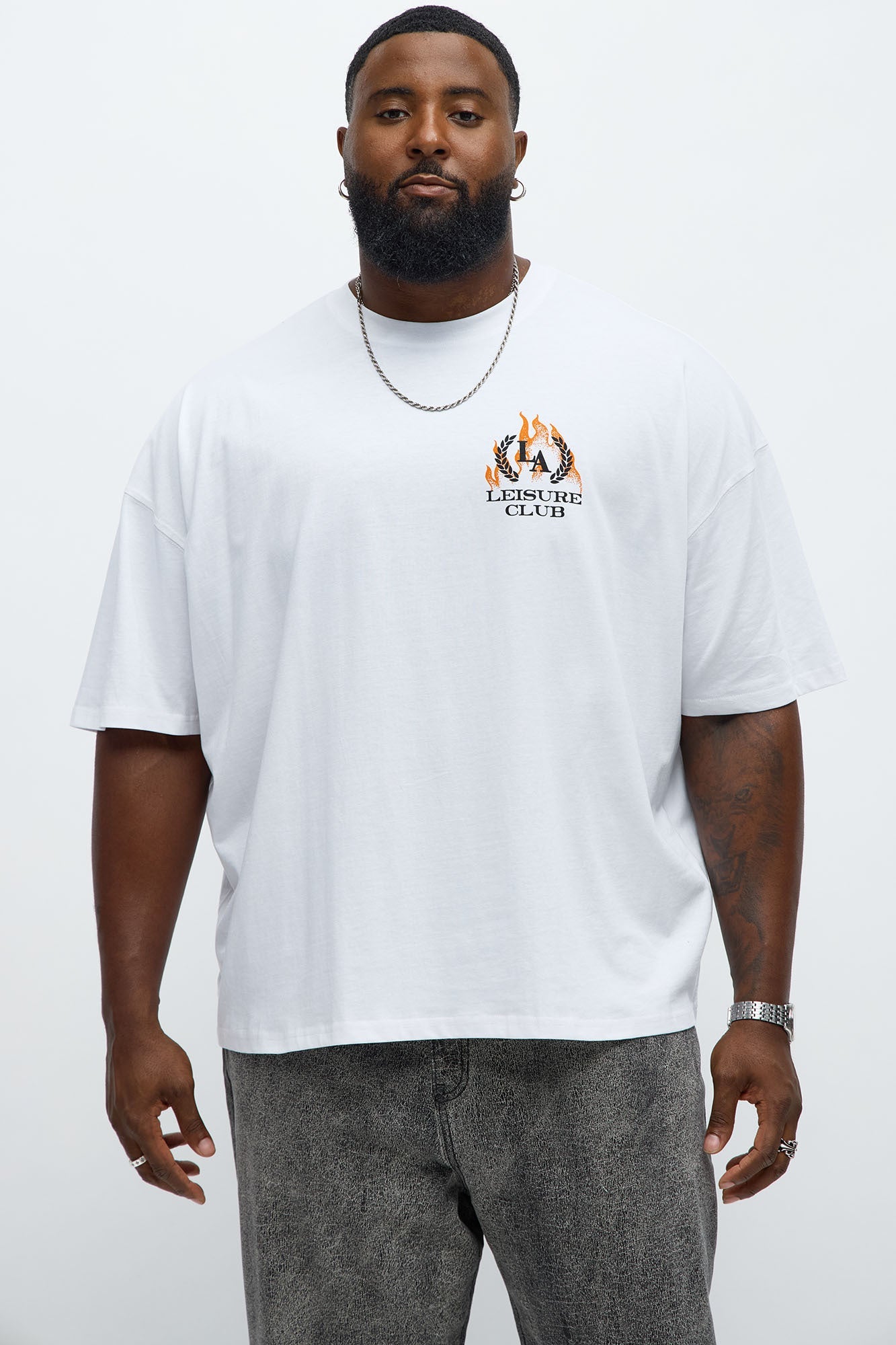 LA Leisure Club Oversized Short Sleeve Tee - White