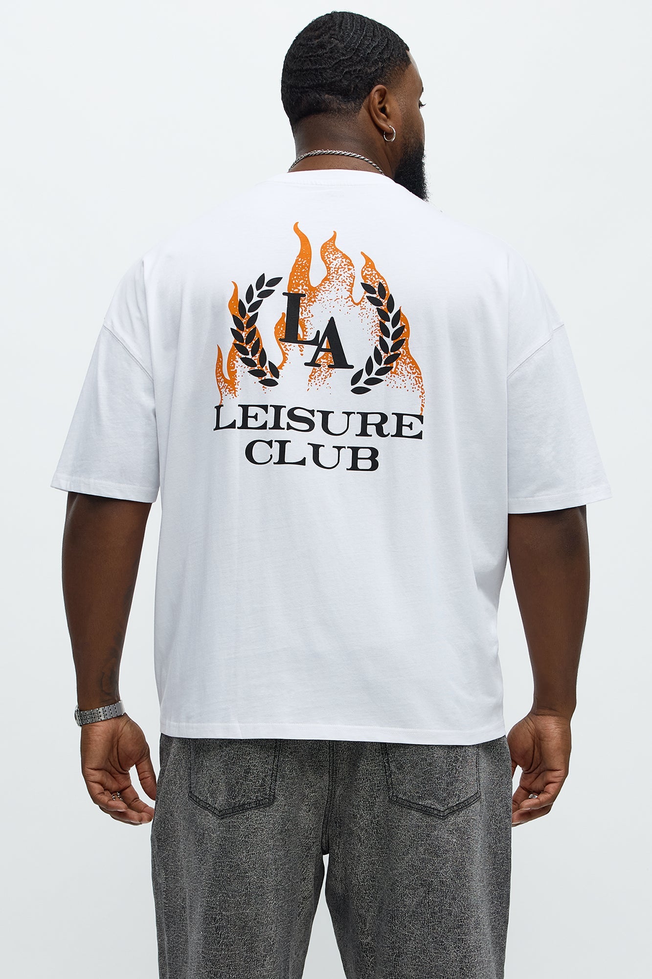 LA Leisure Club Oversized Short Sleeve Tee - White