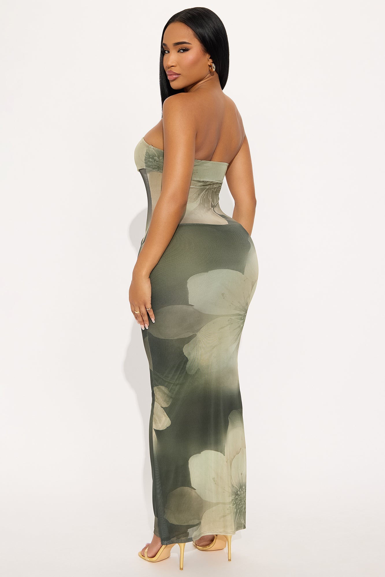 Glow Getter Floral Womens Maxi Dress - Green/combo
