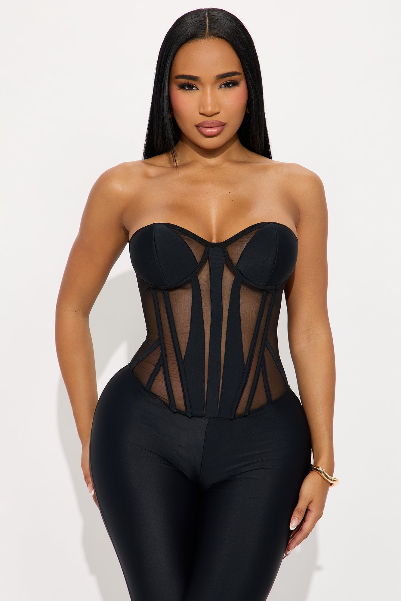 Muse Corset Waist Jumpsuit - Black