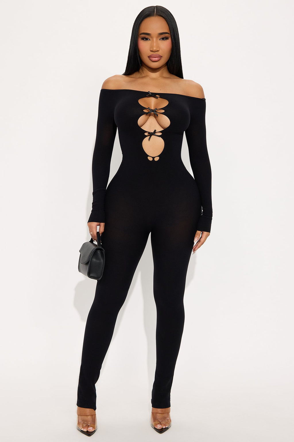 All Bowed Up Seamless Jumpsuit - Black