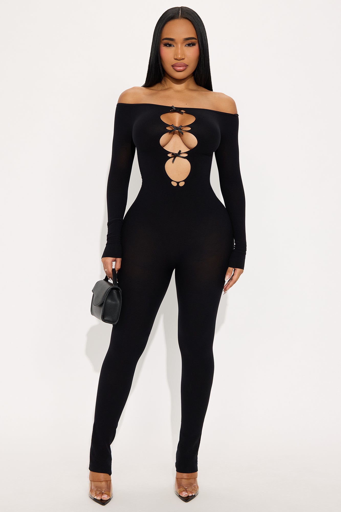 All Bowed Up Seamless Jumpsuit - Black