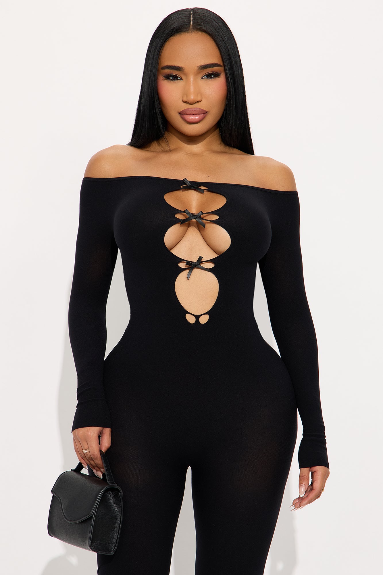All Bowed Up Seamless Jumpsuit - Black