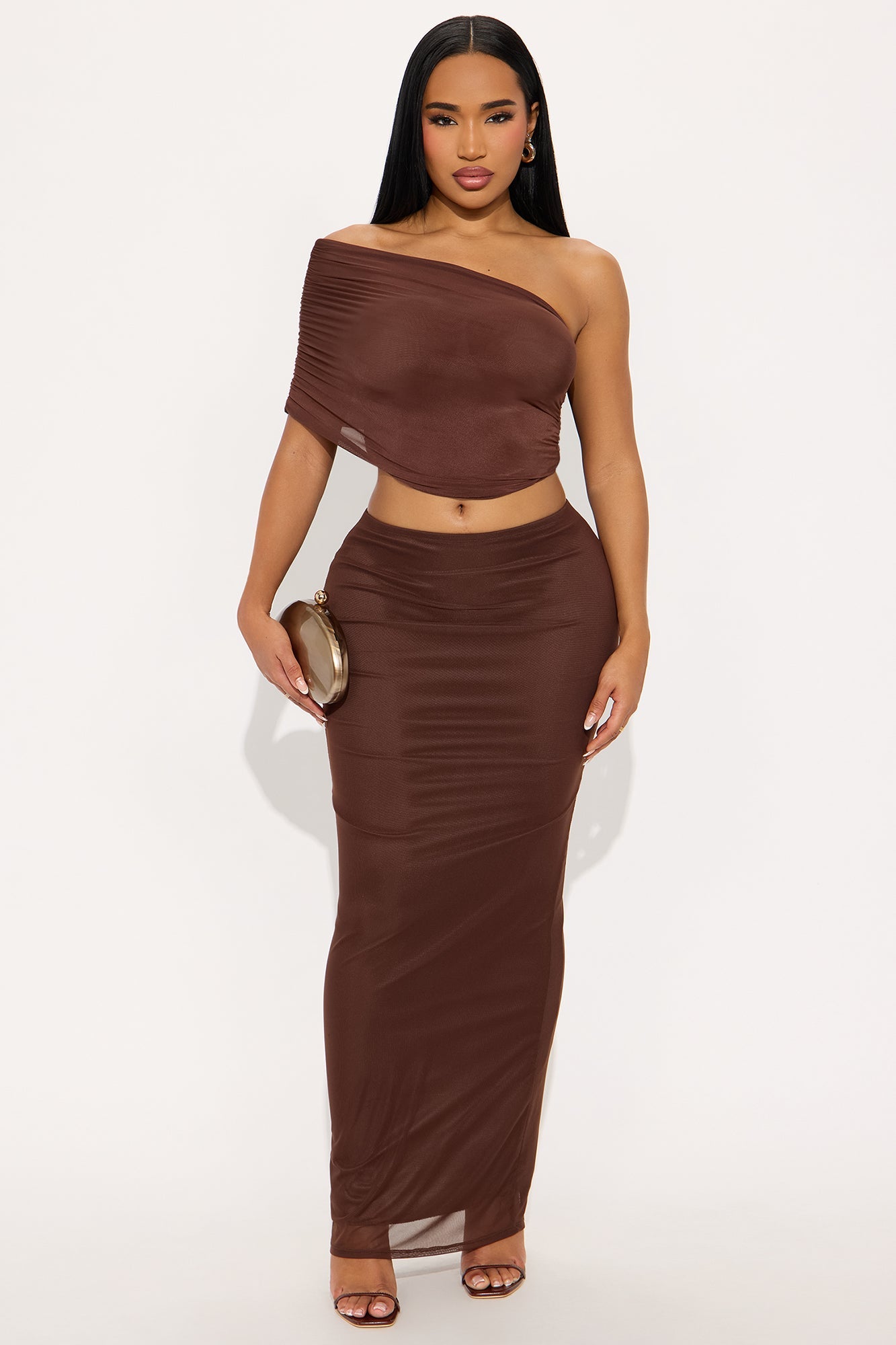 Emmeline Mesh Maxi Skirt - Chocolate
