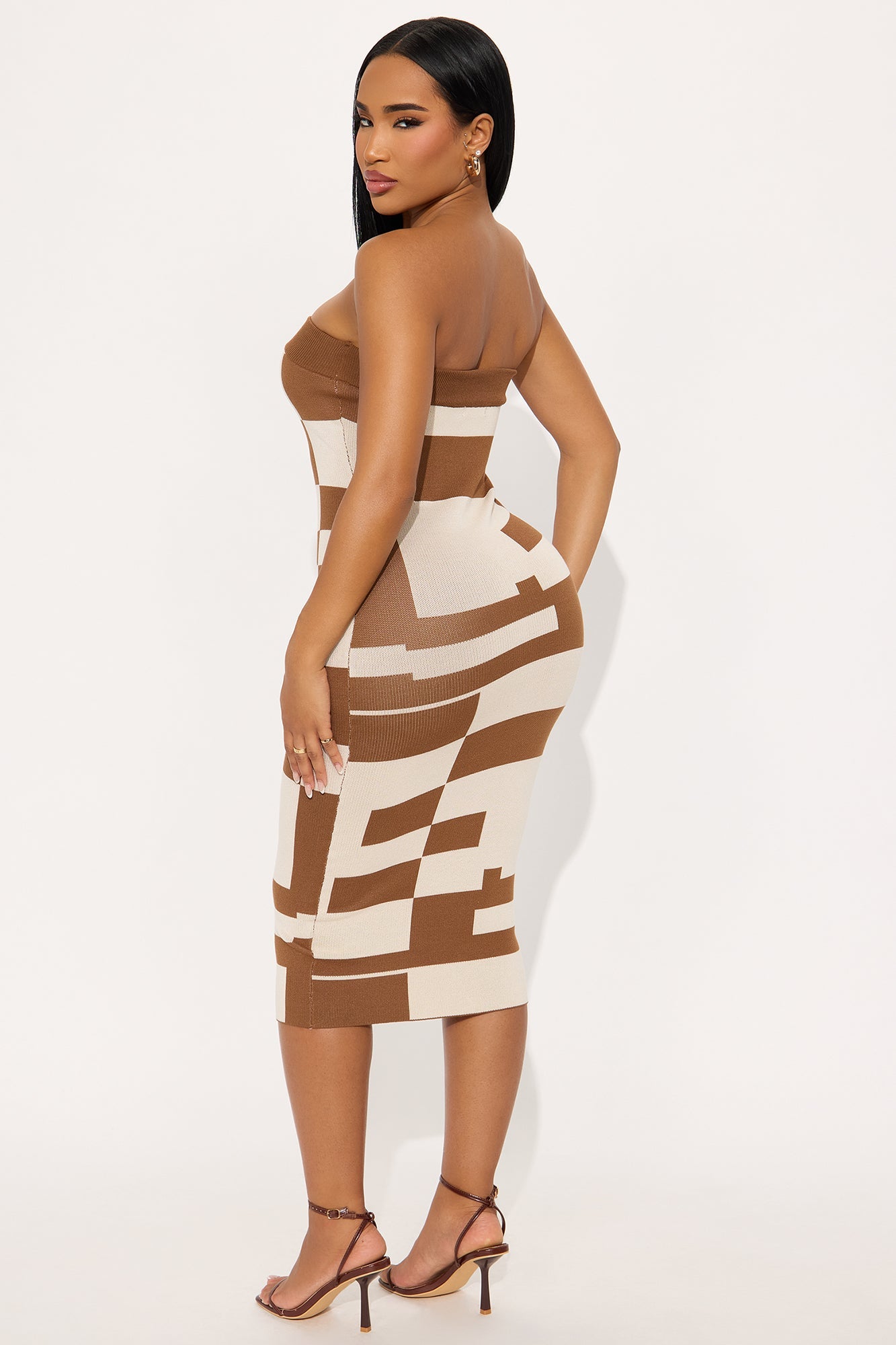 Willa Color Block Midi Dress - Brown/combo