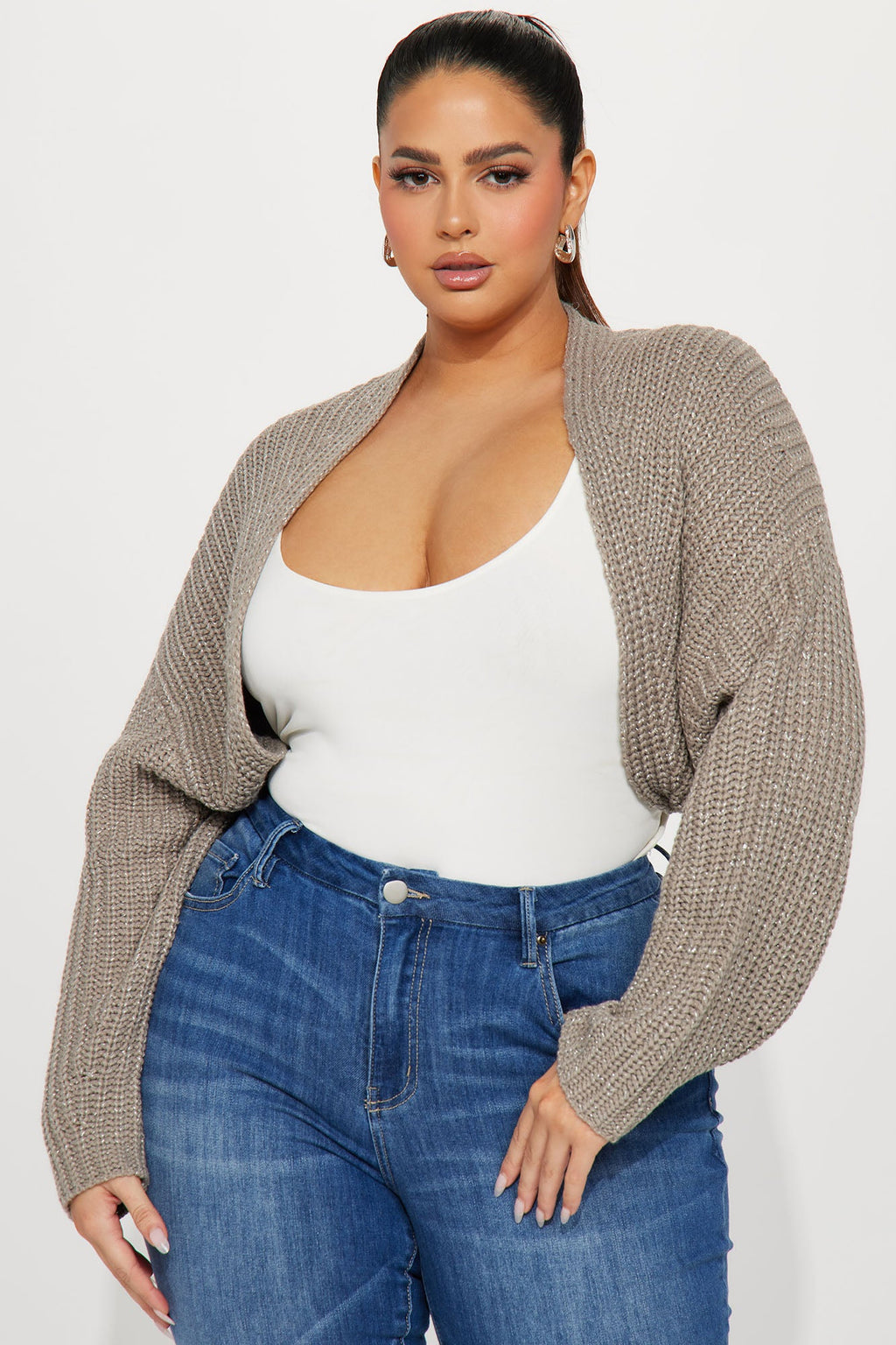Cool Girl Mood Bolero Sweater - Taupe