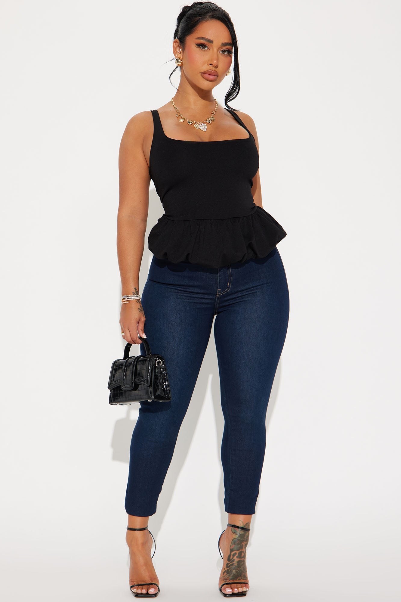 Summer Romance Bubble Hem Top - Black