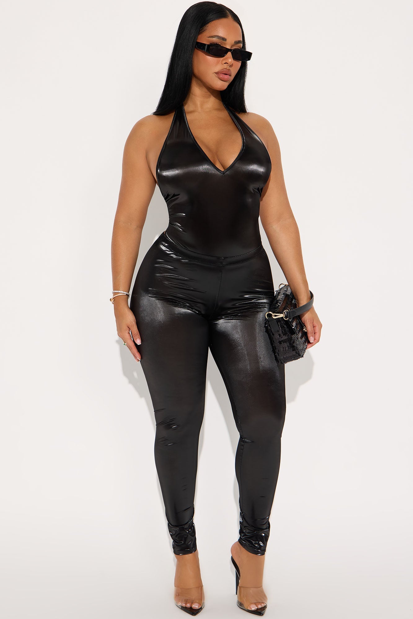 Steel The Show Metallic Pant Set - Charcoal