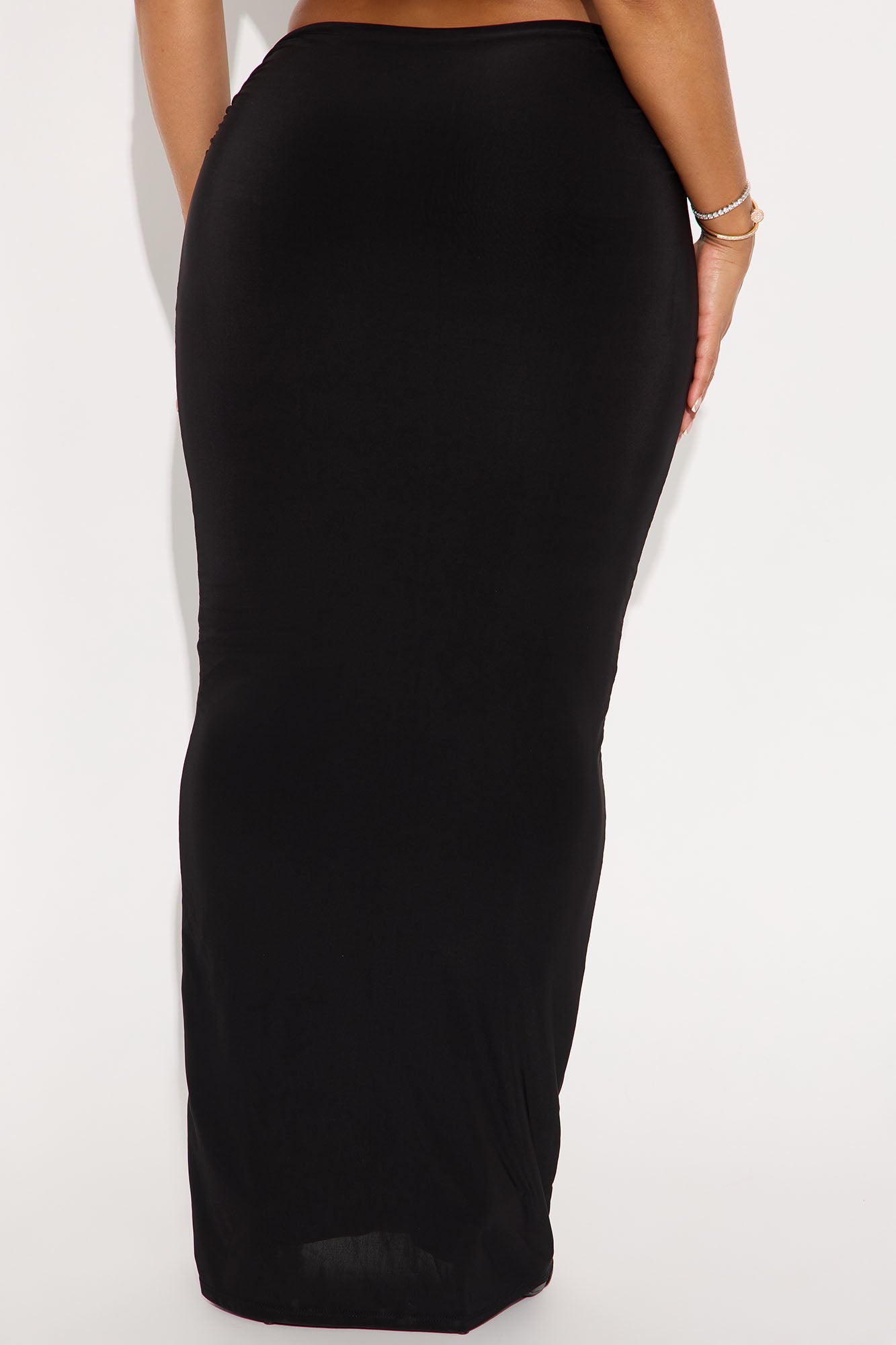 Alessandra Ruched Bodycon Maxi Skirt - Black