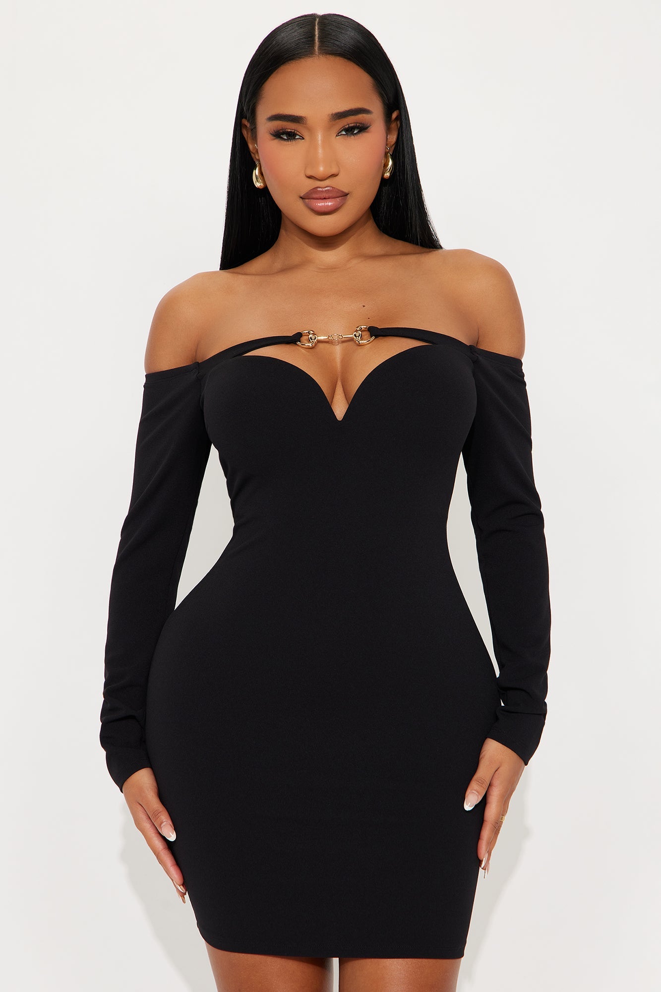Iliana Off Shoulder Mini Dress - Black