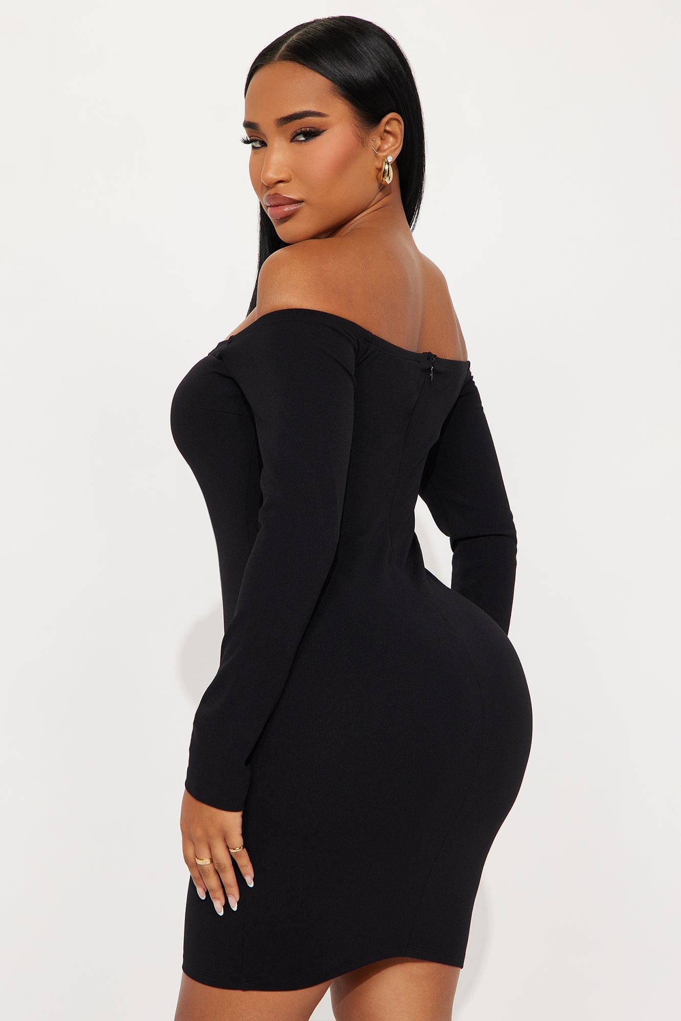 Iliana Off Shoulder Mini Dress - Black